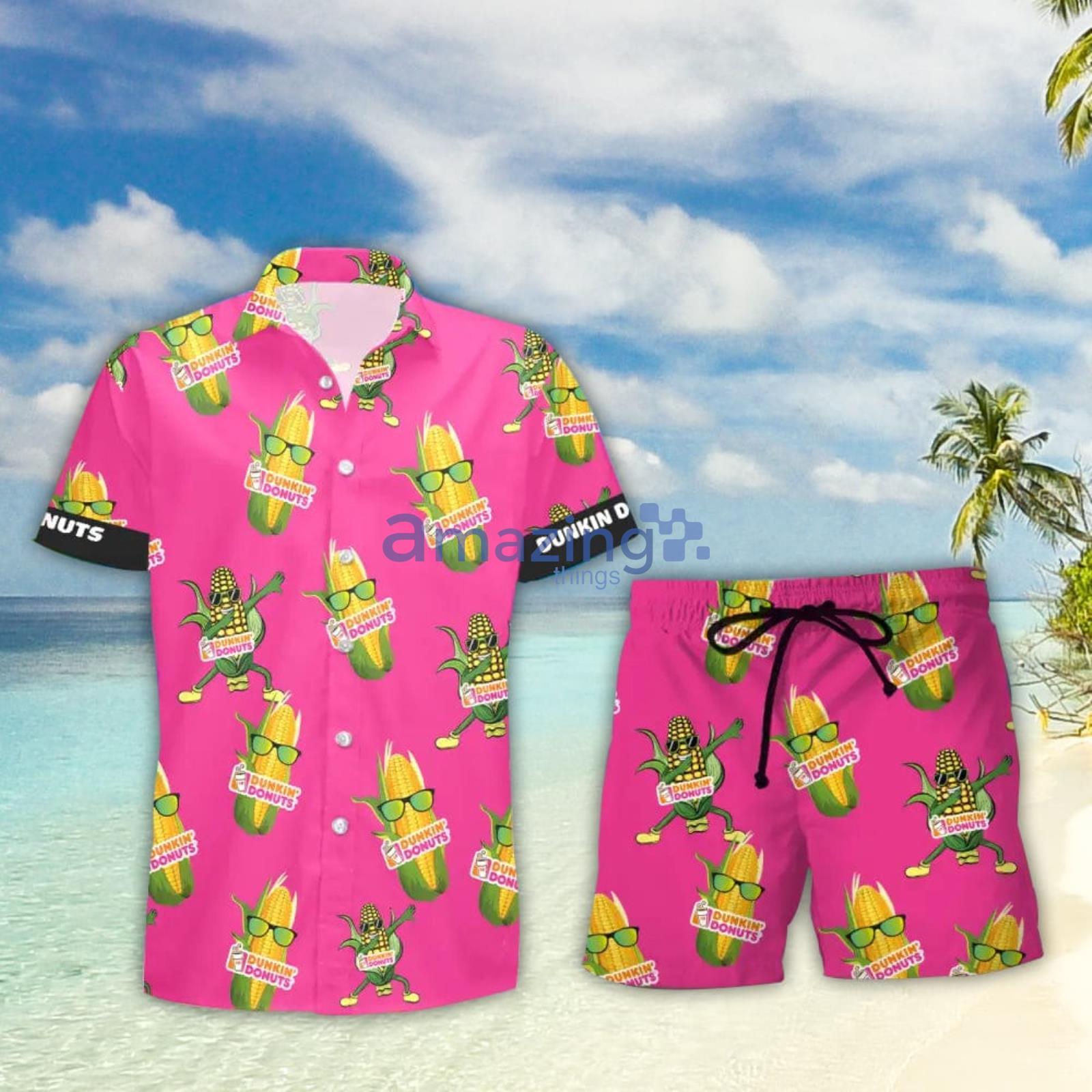 Dunkin Donuts Funy Corn Aloha Hawaiian Shirt And Shorts Summer Gift Product Photo 1