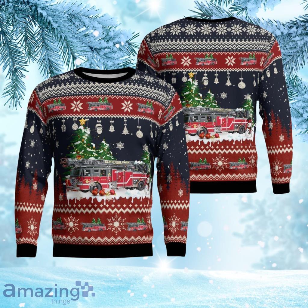 Elmwood Park, Illinois, Elmwood Park Fire Department Aop Ugly Sweater 3D Gift For Men And Women Product Photo 1