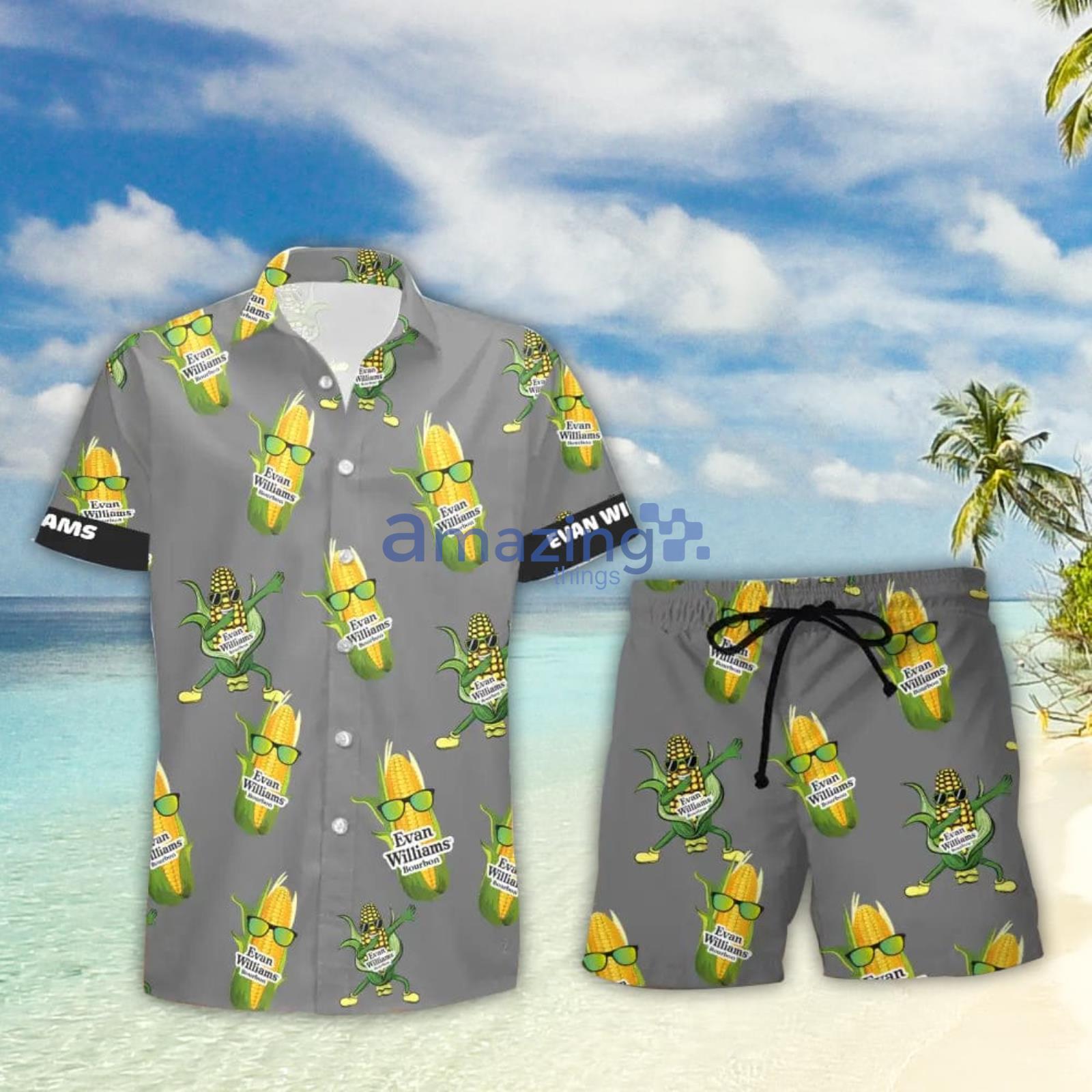 Evan Williams Funy Corn Aloha Hawaiian Shirt And Shorts Summer Gift Product Photo 1