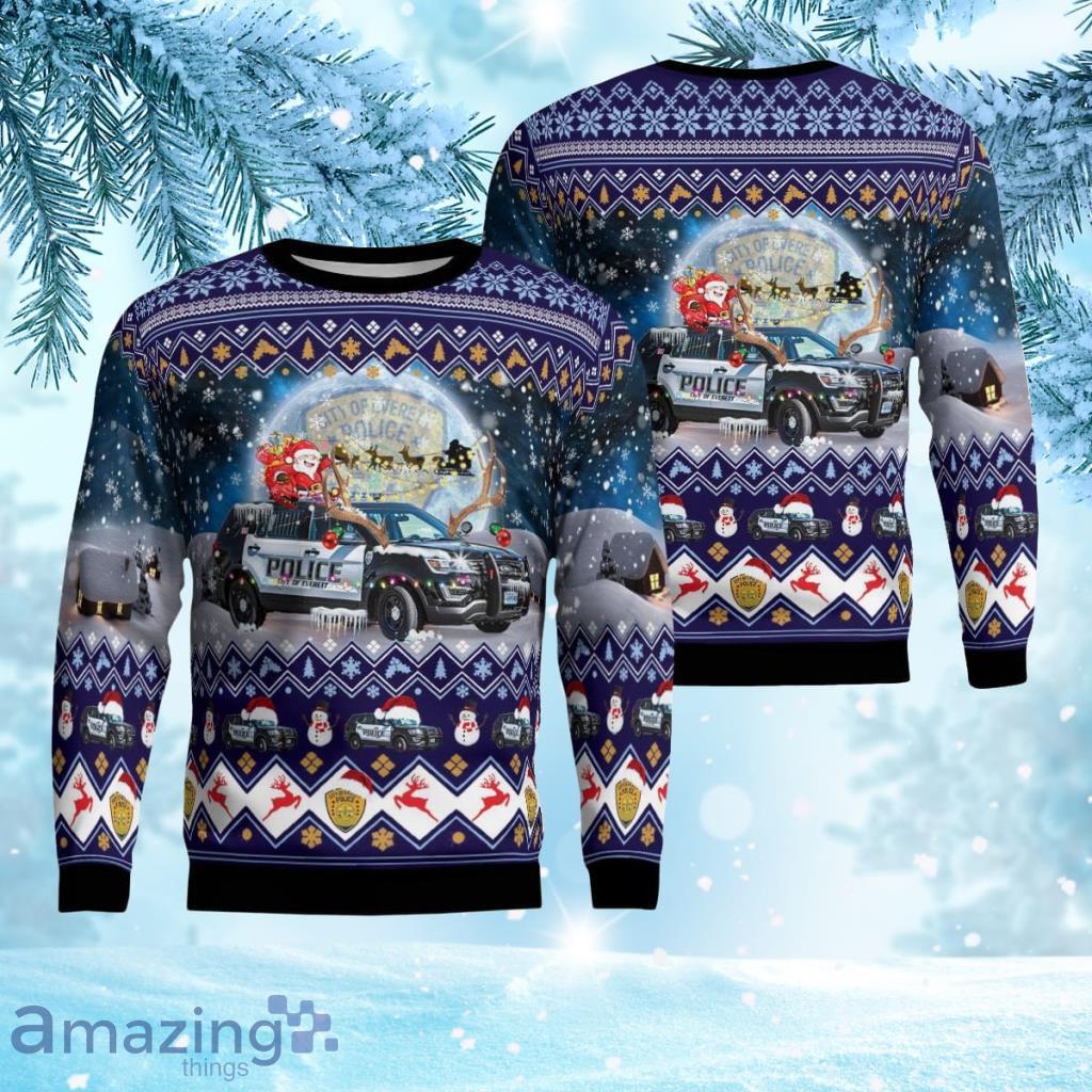 Everett Police Department 2016 Ford Police Interceptor Utility Suv, Everett, Washington Christmas Aop Ugly Sweater 3D Gift For Men And Women Product Photo 1