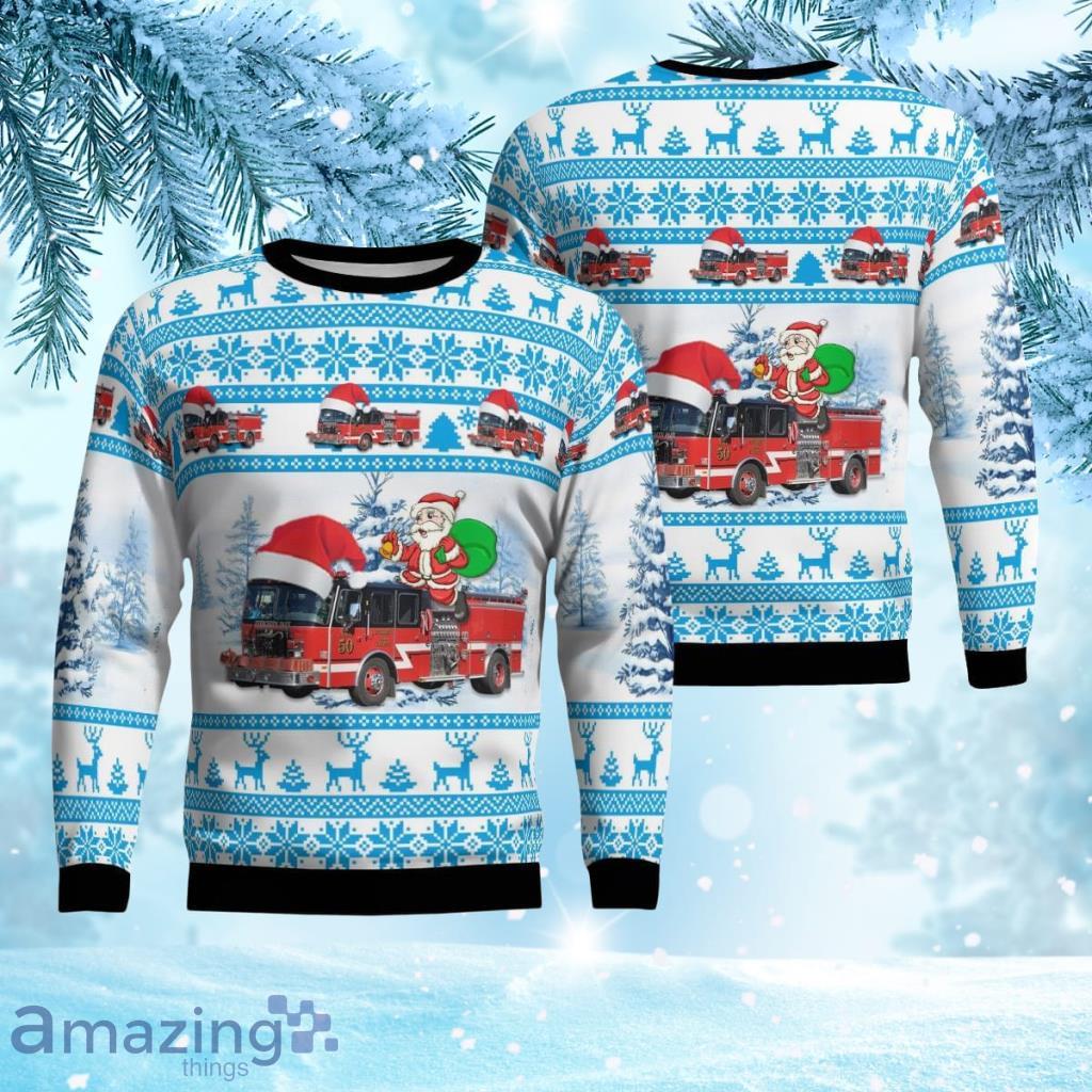 Evergreen Park, Cook County, Illinois, Evergreen Park Fire Department Christmas Ugly Sweater 3D Product Photo 1