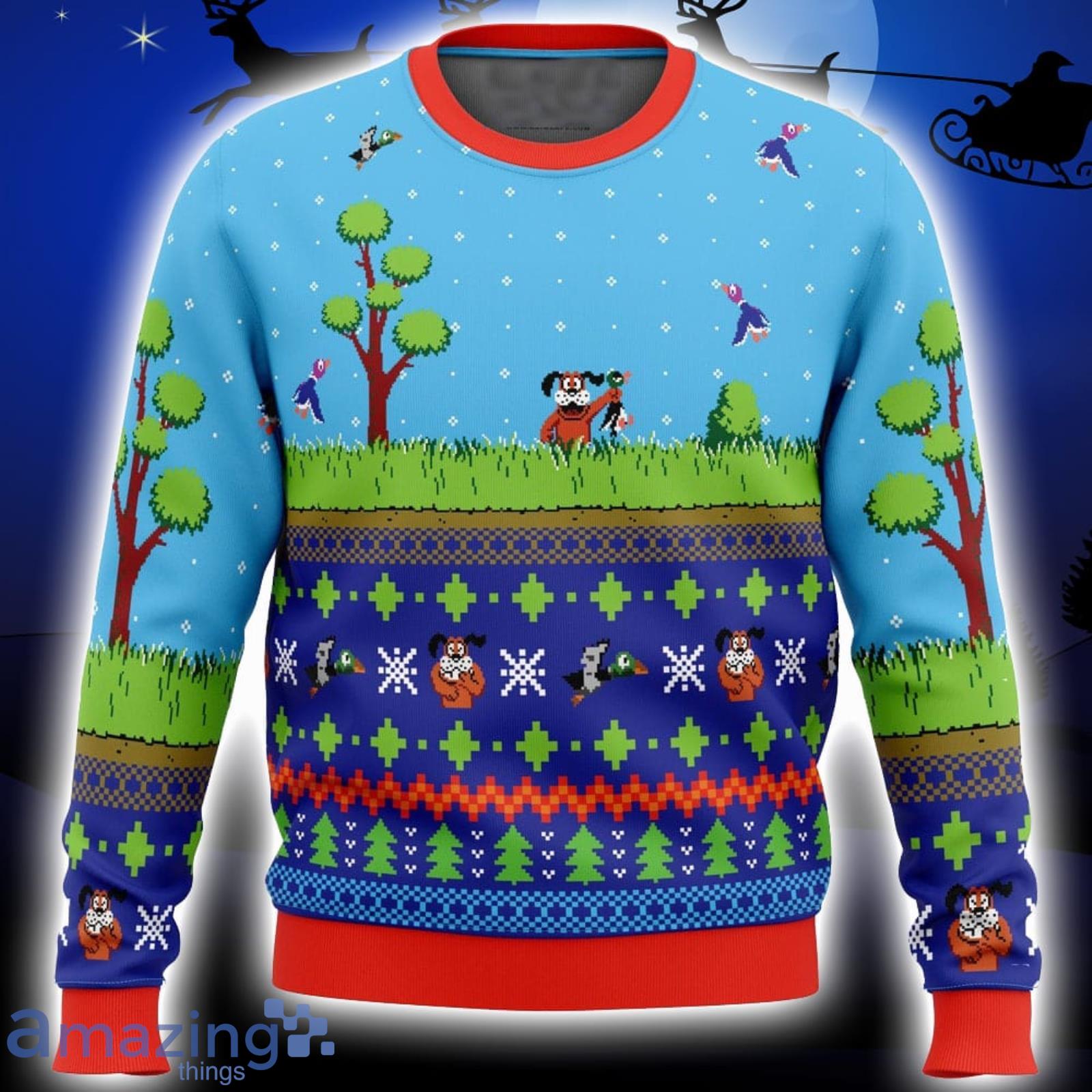 Festive Duck Hunt Xmas Ugly Christmas Sweater Christmas Gift For Men And Women Product Photo 1