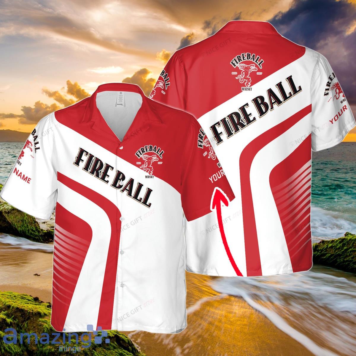 Fireball Cinnamon Whisky Custom Name Hawaiian Shirt Men And Women Hawaiian Shirt Summer Gift Product Photo 1