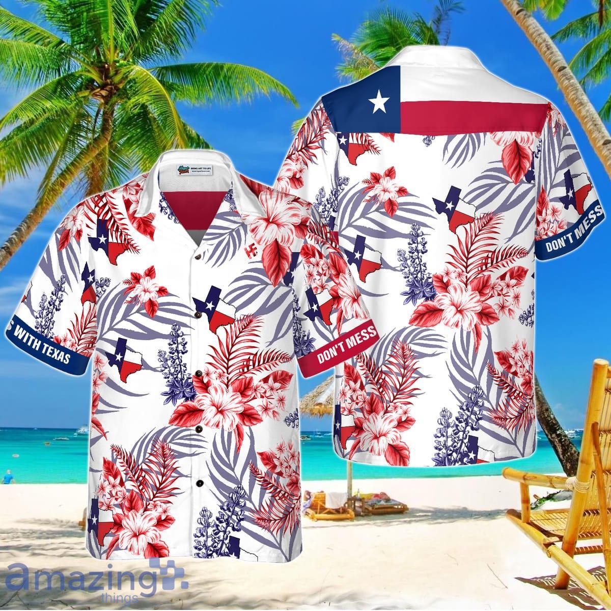Floral Bluebonnet Don’t Mess with Texas Hawaiian Shirt For Men Product Photo 1