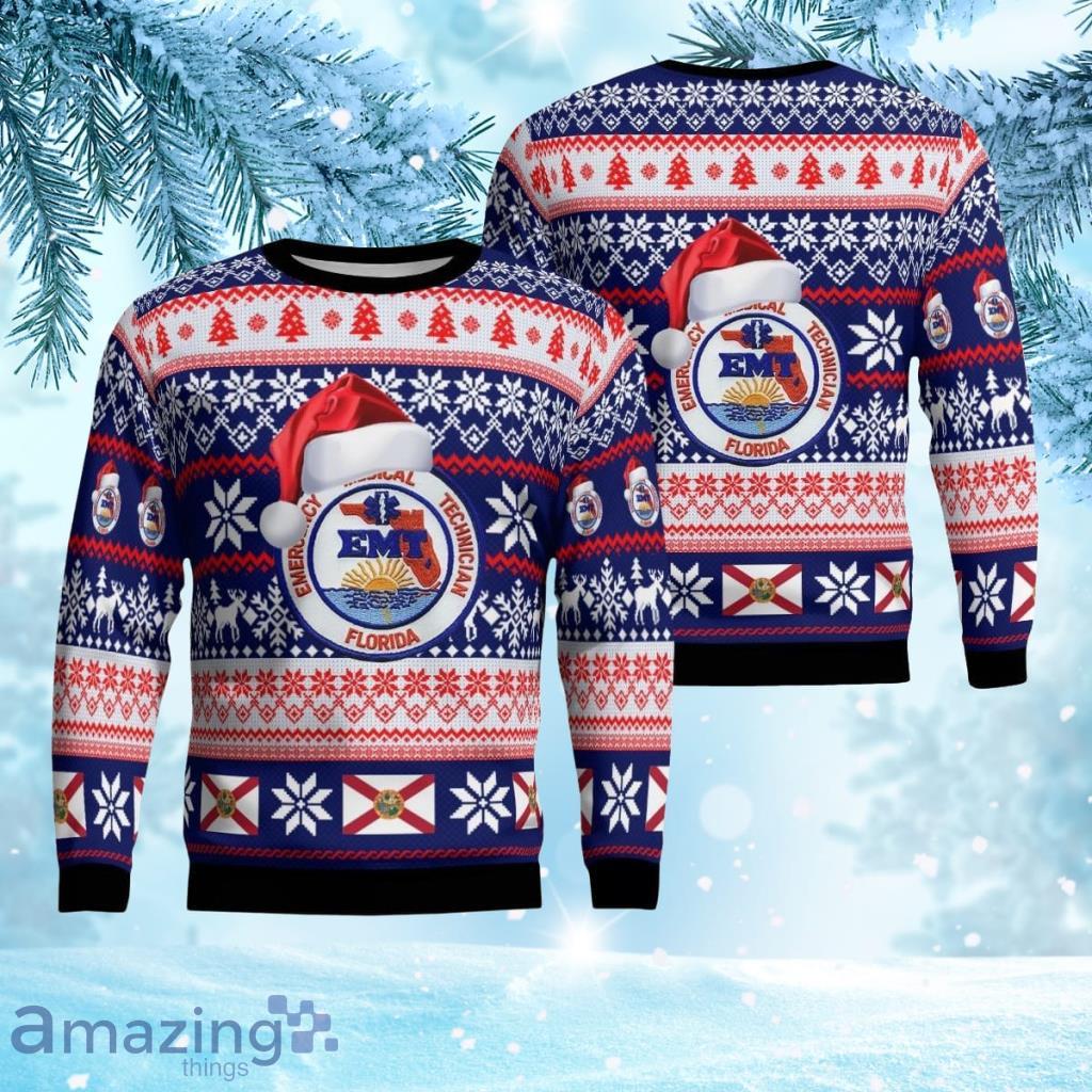Florida Emt Christmas Ugly Sweater 3D Product Photo 1