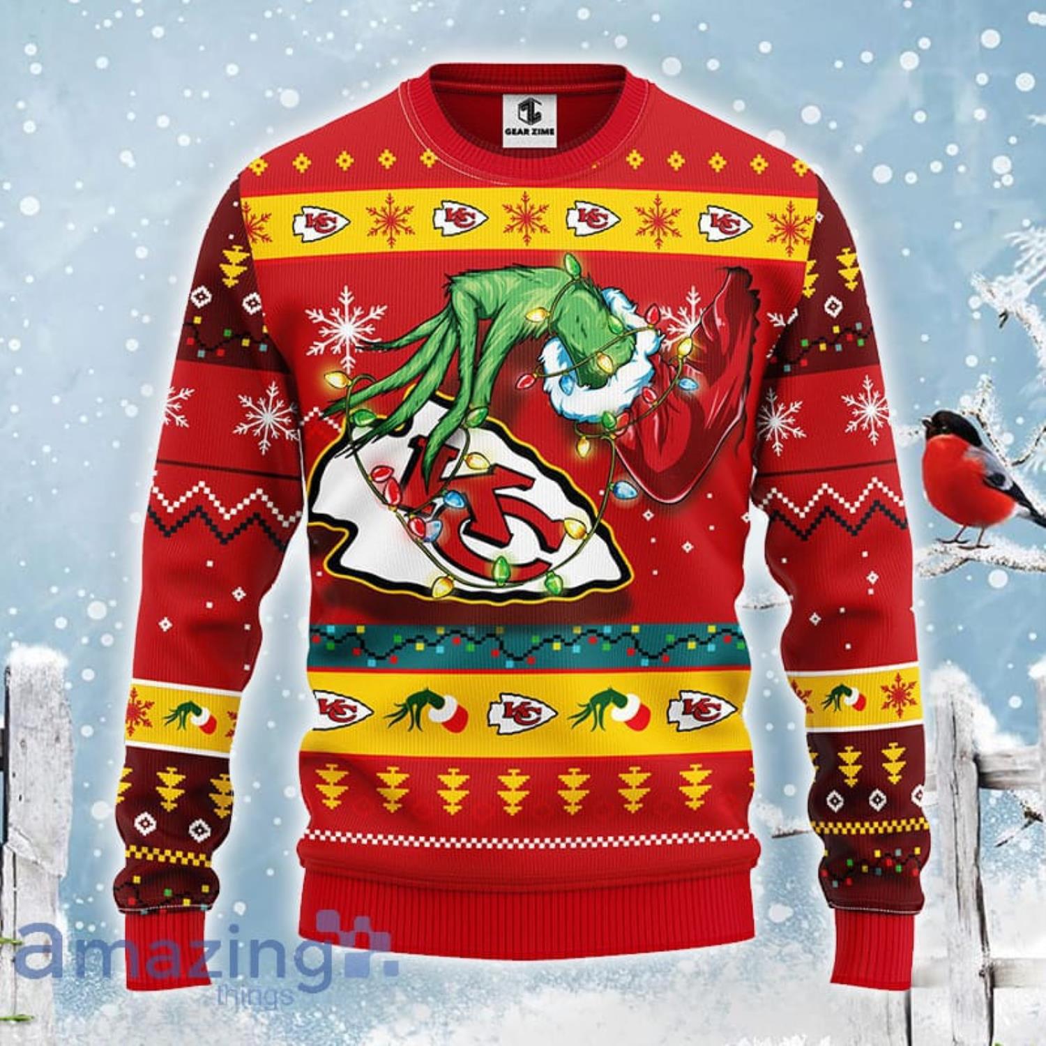 Grinch Kansas City Chiefs All Over Print Christmas Ugly Sweater Gift