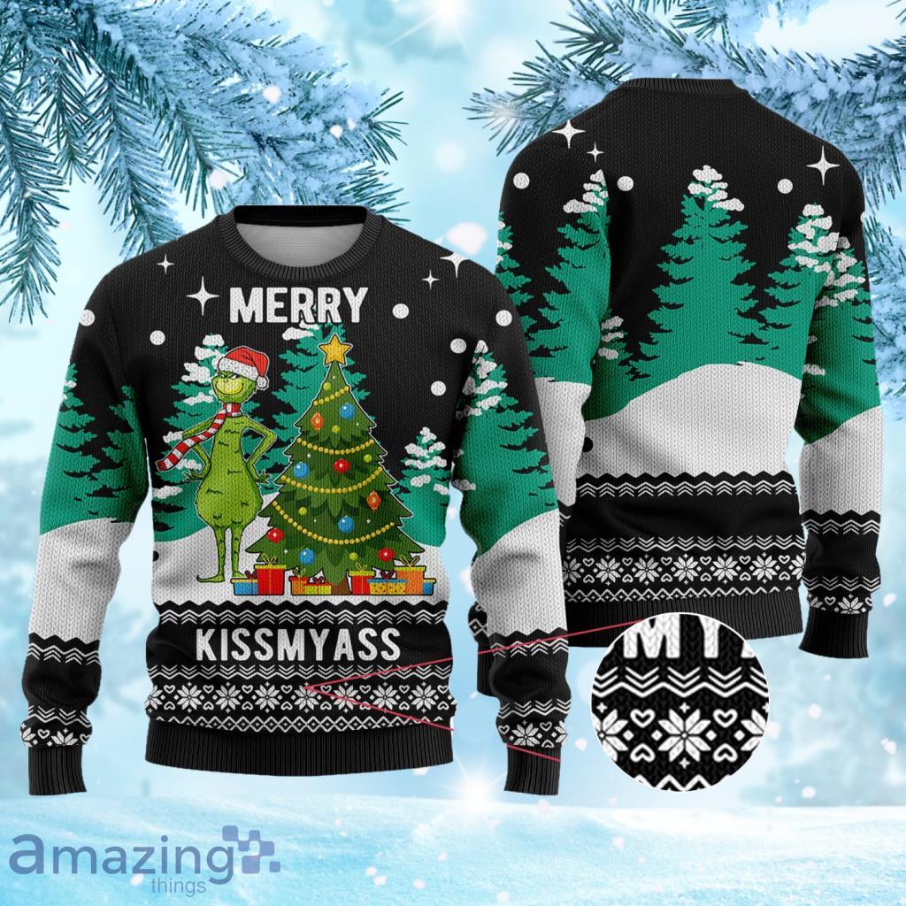 Funny Merry Kissmyass Grinch Sweater Black Gift For Men And Women Product Photo 1