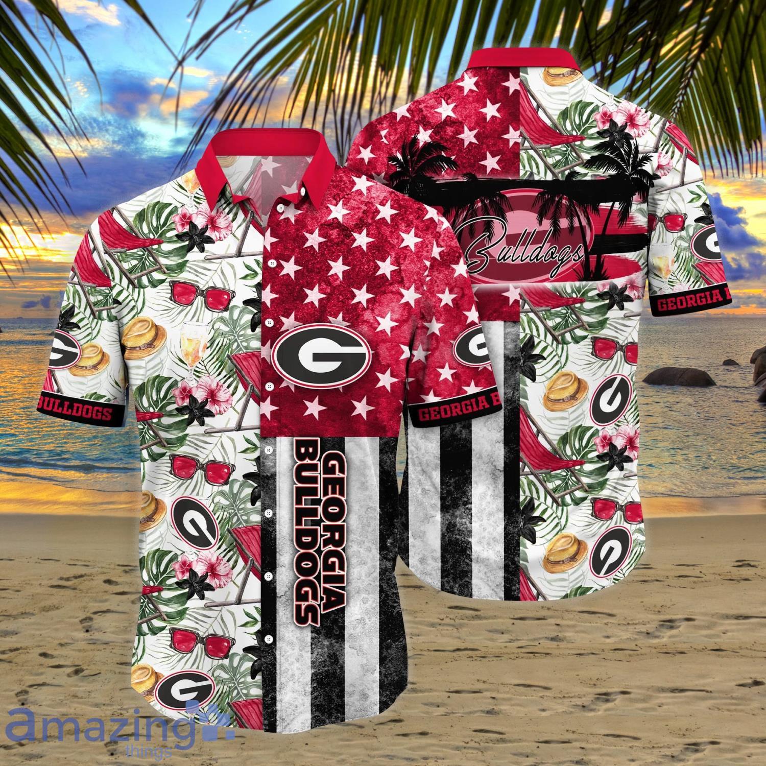 Georgia Bulldogs Plus Size 3D Hawaiian Shirt Best For Fans Beach