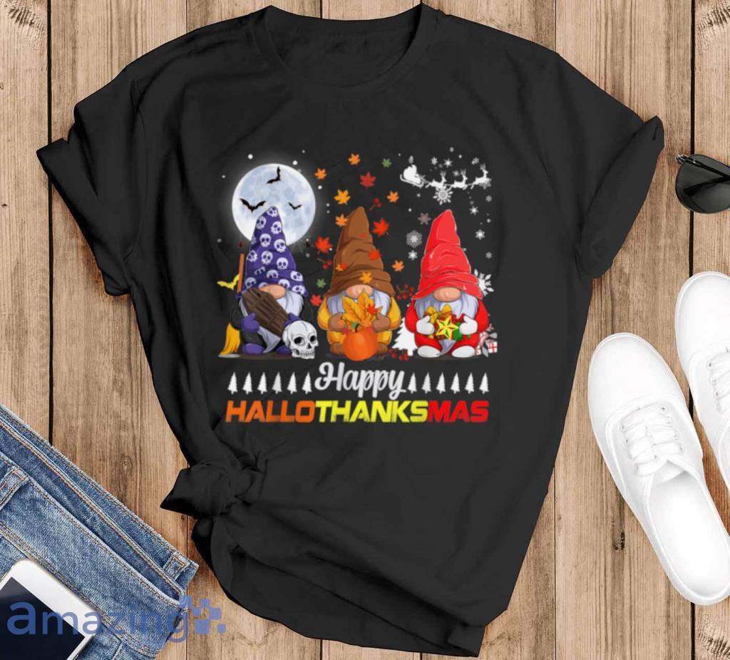 Gnomes Funny Halloween Merry Christmas Happy Hallothanksmas T Shirt Product Photo 1