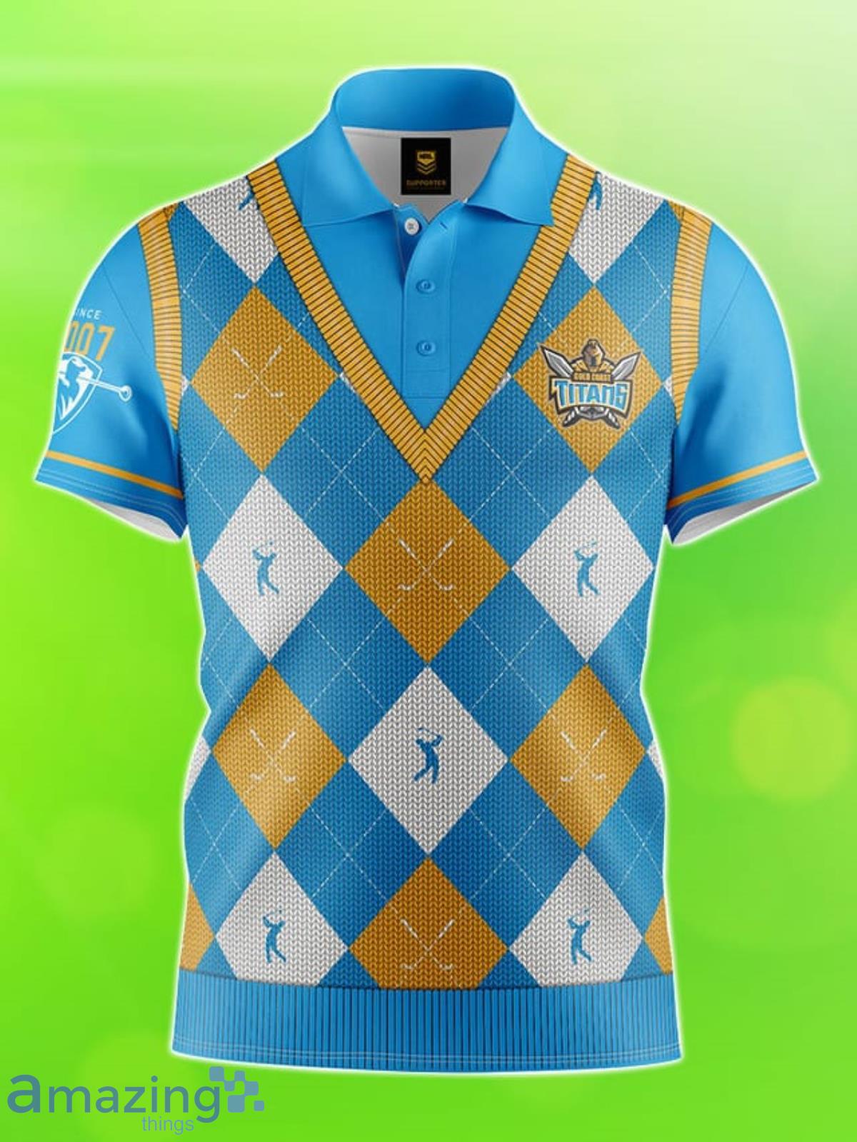 Official NRL Fairway Golf Polo Shirt - Gold Coast Titans - Mens