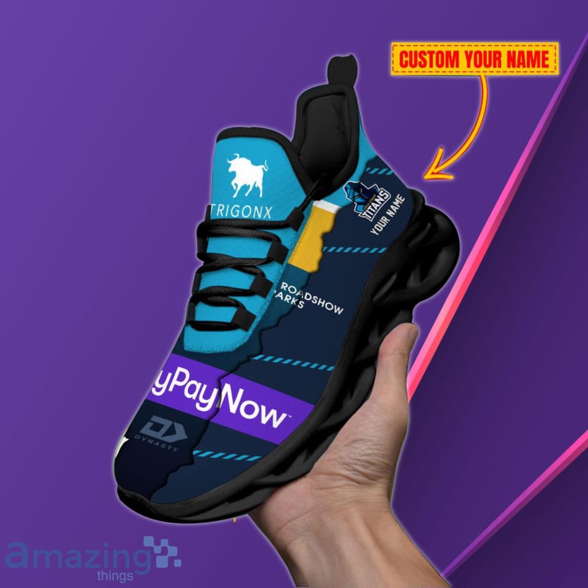 Gold Coast Titans Personalized Name NRL Max Soul Shoes Unique Gift For Fans Product Photo 1