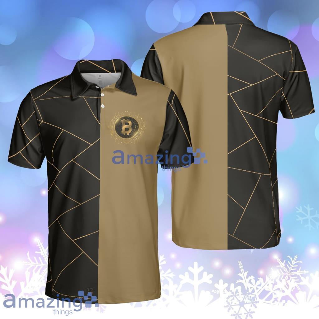Golden Bitcoin Cryptocurrency Polo Shirt, Best Cryptocurrency Polo Shirt For Adults Product Photo 1