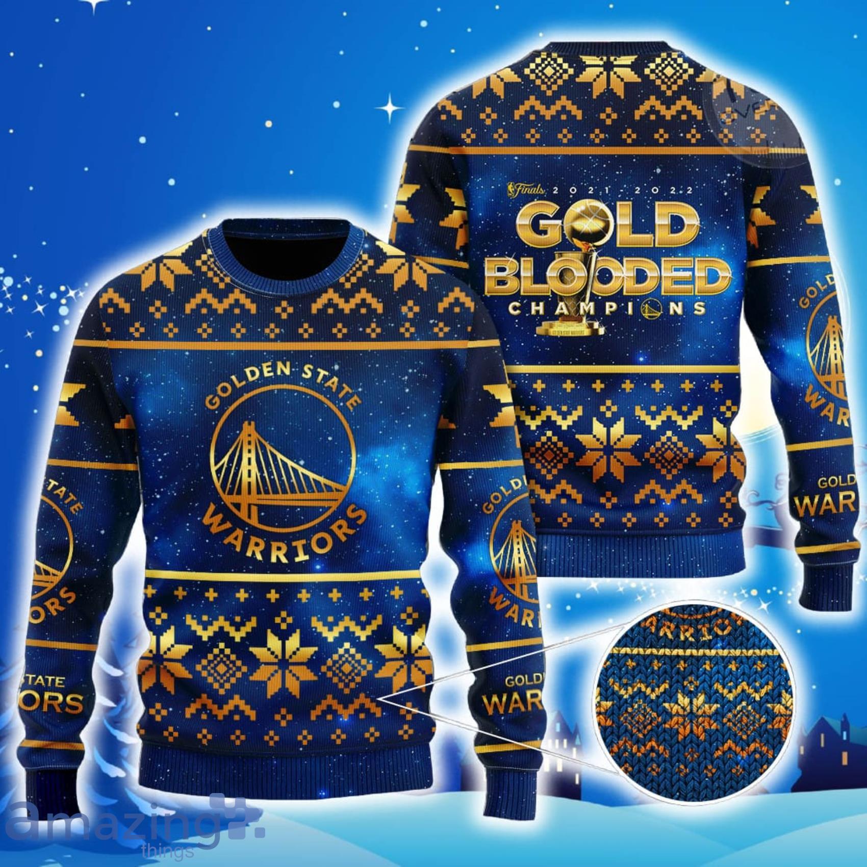 Golden State Warriors Santa Hat All Over Print Christmas Knitting Ugly  Sweater