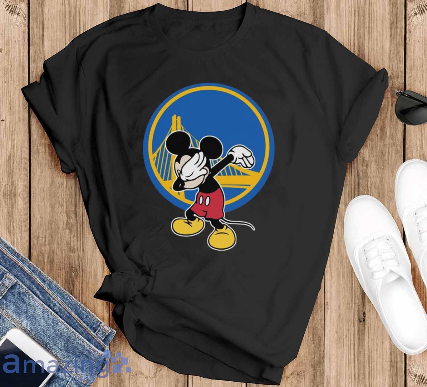 Golden State Warriors NBA Basketball Dabbing Mickey Disney Sports T Shirt For Men And Women - Black T-Shirt