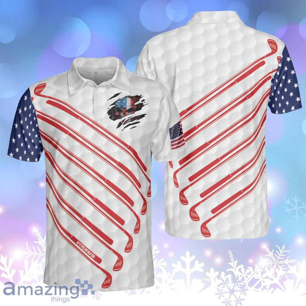 Golf American Flag Golf Club Skull Golf Polo Shirt, Ripped American Flag Polo Shirt, Patriotic For Men Product Photo 1 Golf American Flag Golf Club Skull Golf Polo Shirt, Ripped American Flag Polo Shirt, Patriotic For Men Product Photo 1