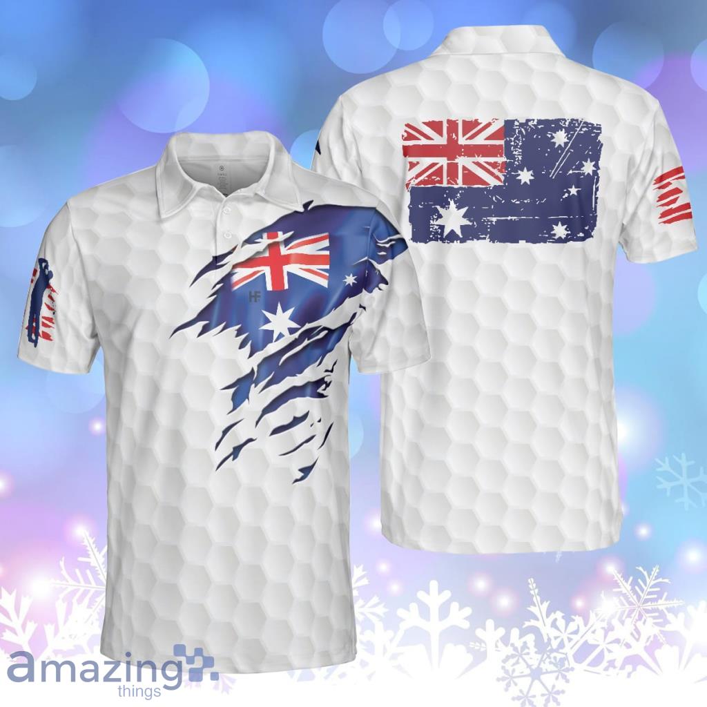 Golf Australian Flag Polo Shirt, White Golf Pattern Polo Shirt, Best Australian For Men Product Photo 1 Golf Australian Flag Polo Shirt, White Golf Pattern Polo Shirt, Best Australian For Men Product Photo 1