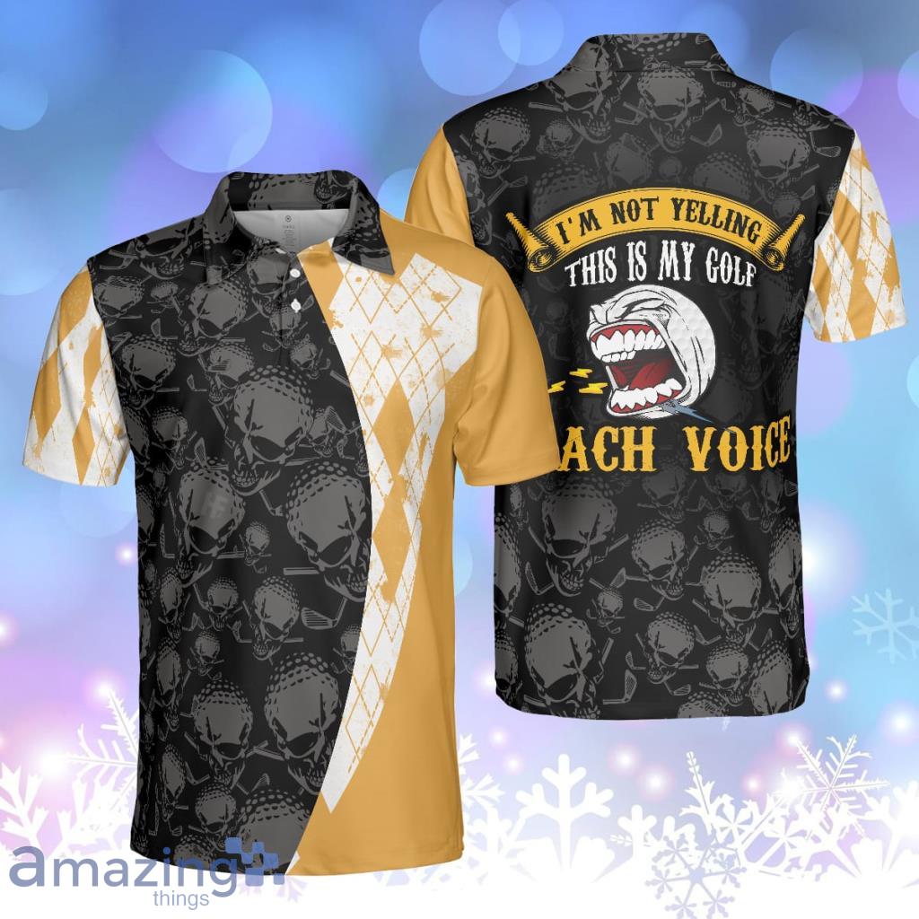 Golf Coach Polo Shirt, Black Skull Pattern For Male Golfers, Argyle Pattern Golfing Shirt Product Photo 1 Golf Coach Polo Shirt, Black Skull Pattern For Male Golfers, Argyle Pattern Golfing Shirt Product Photo 1