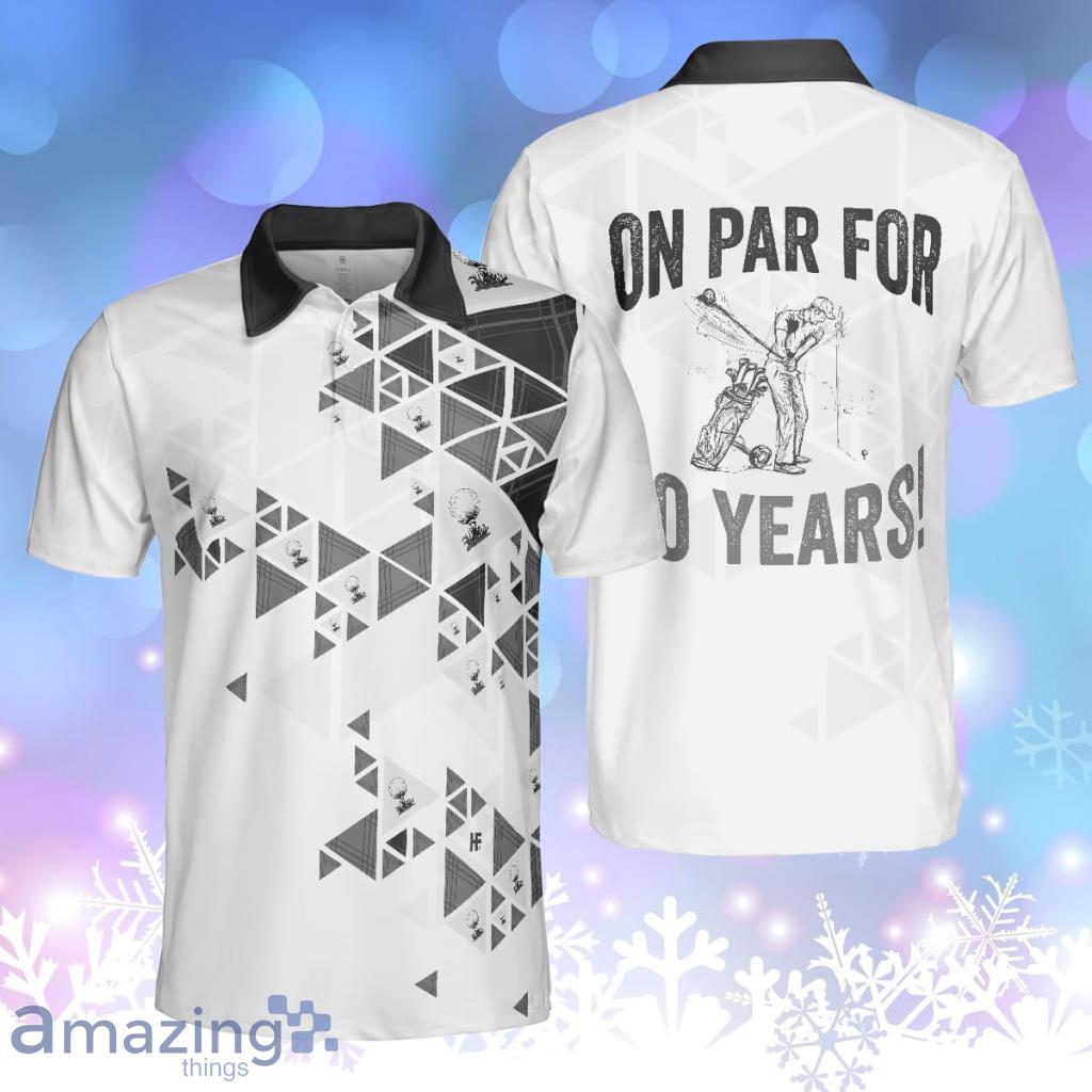 Golf Pattern On Par For Years Polo Shirt, Black And White Polo Shirt Product Photo 1 Golf Pattern On Par For Years Polo Shirt, Black And White Polo Shirt Product Photo 1