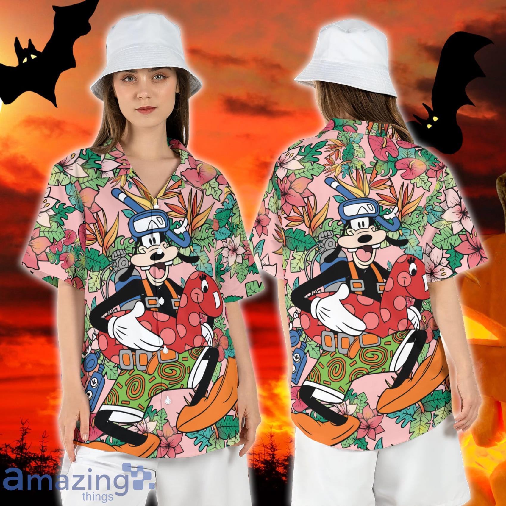 Goofy Dive Disney Goofy A Movie Short Sleeve Shirt Disney Friends Hibiscus Tropical Hawaiian Shirt For Men And Women Disney Beach Hawaii Shirt Product Photo 1