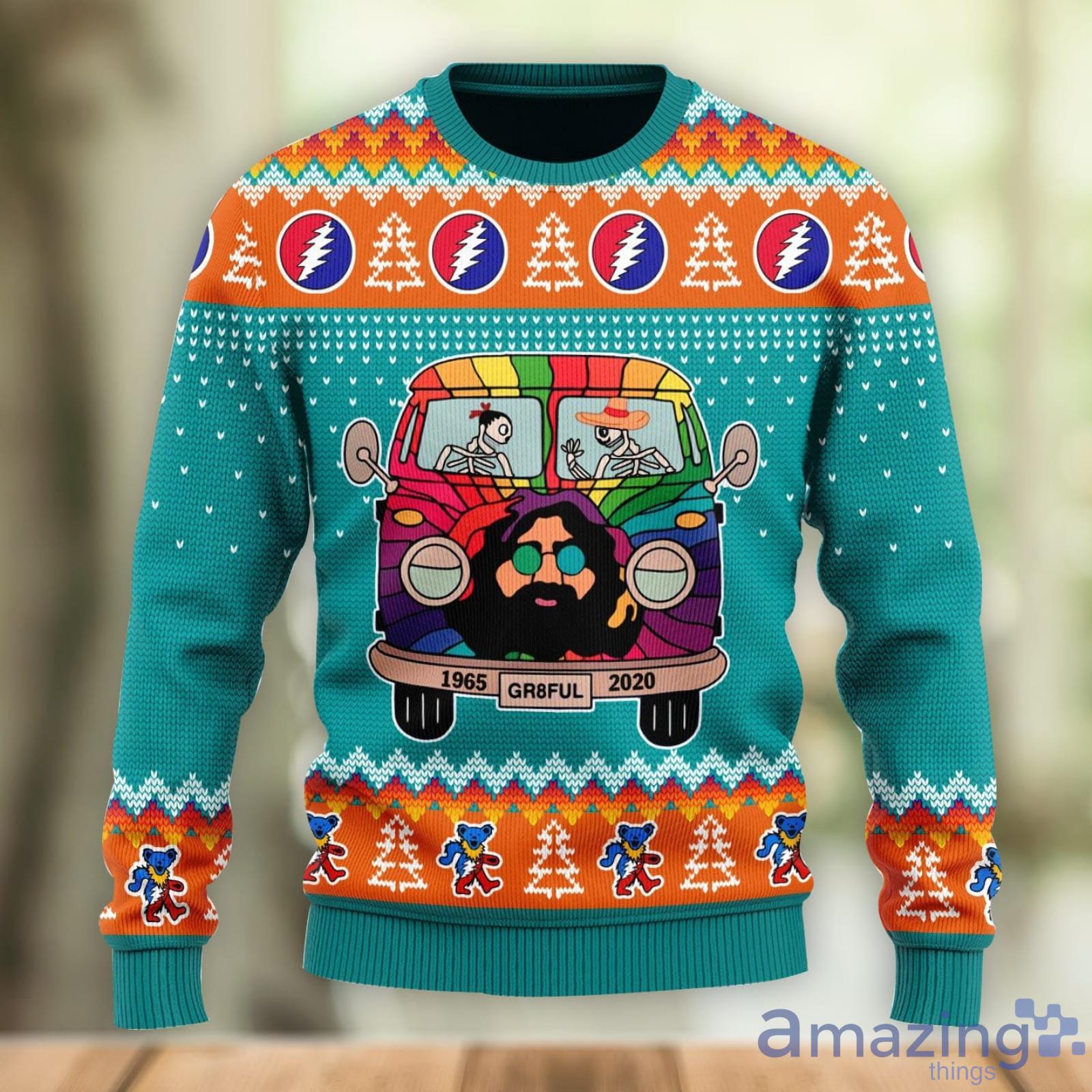Grateful Dead Bus Ugly Christmas Sweater Christmas Gift For Men And Women Product Photo 1 Grateful Dead Bus Ugly Christmas Sweater Christmas Gift For Men And Women Product Photo 1