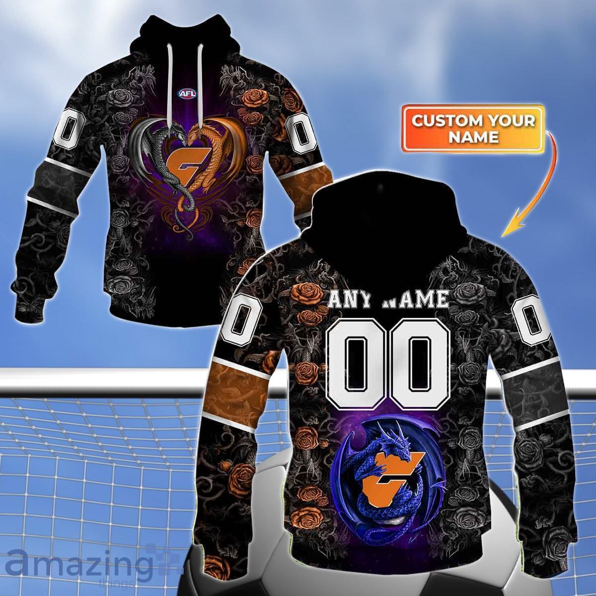 Greater Western Sydney Giants Custom Name And Number Rose Dragon 3D Shirt For Fans Product Photo 1