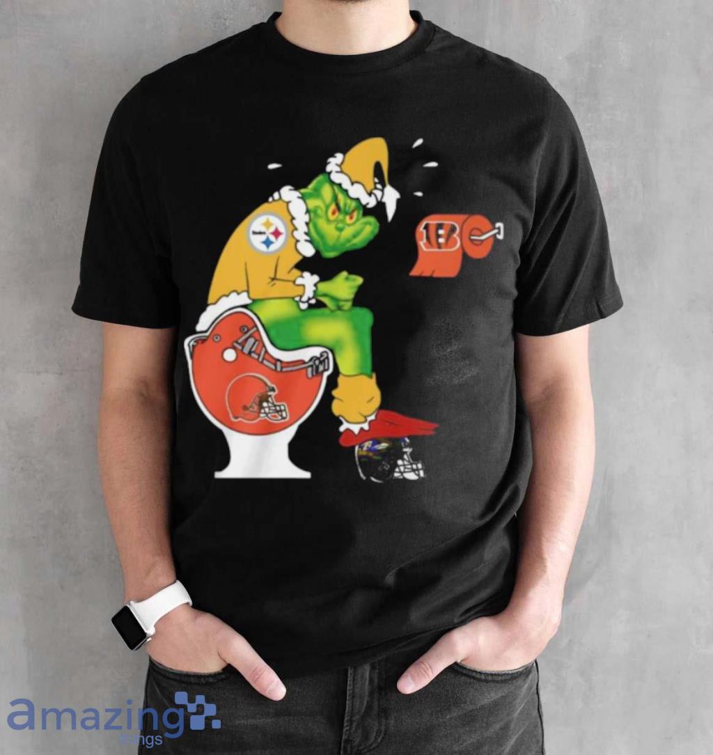 Premium hot the grinch Pittsburgh Steelers shit on toilet Cleveland browns  and other teams christmas shirt