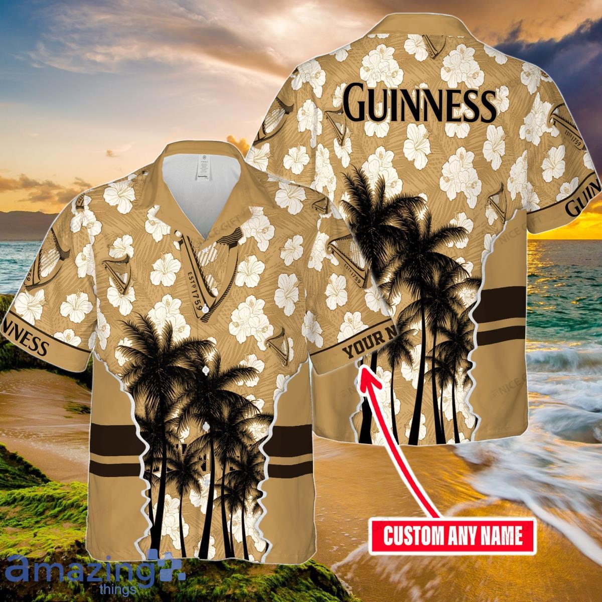 Guinness Custom Name Hawaiian Shirt Best Gift For Men And Women Product Photo 1