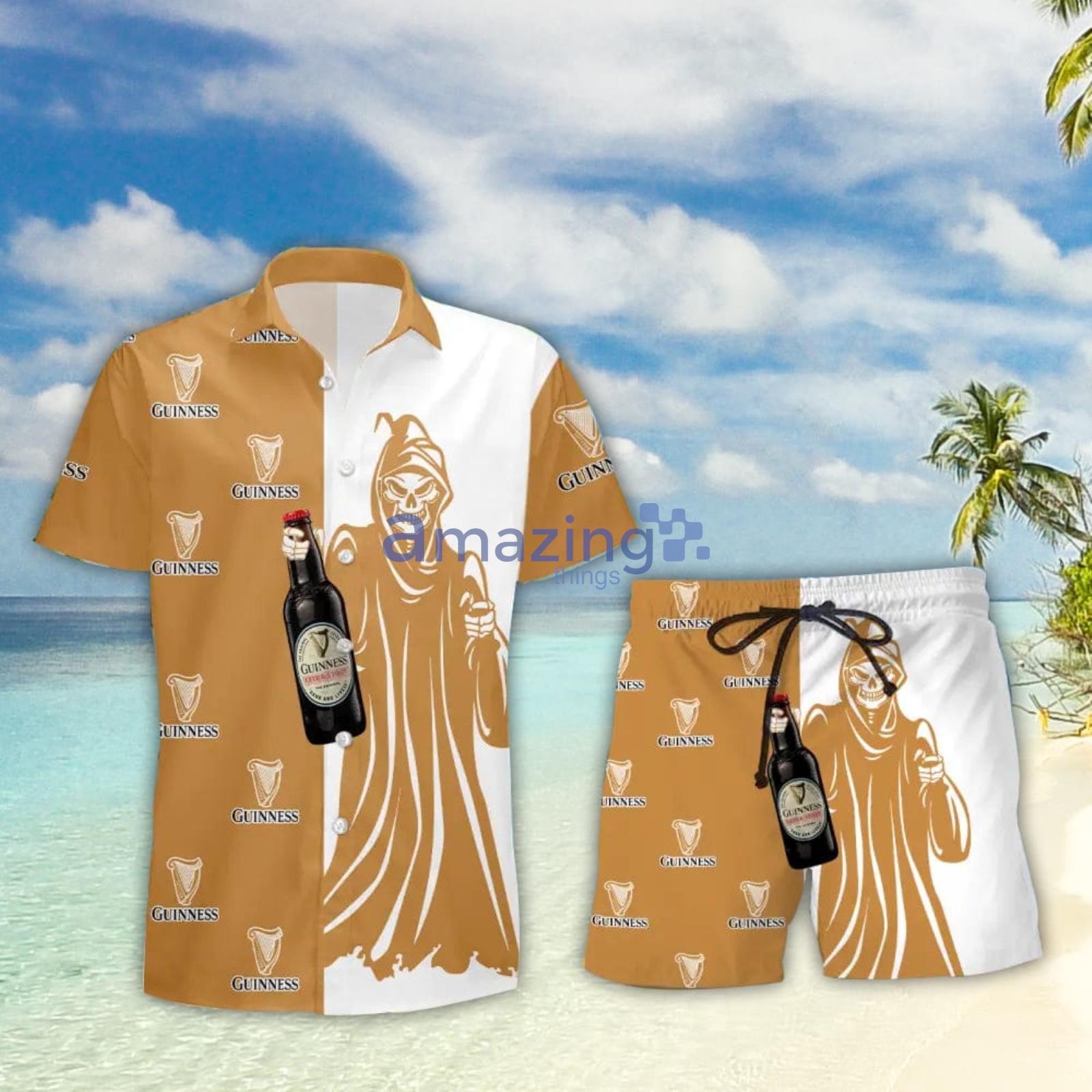 Guinness Death Halloween Men And Women Hawaiian Shirt And Shorts Halloween Gift Product Photo 1