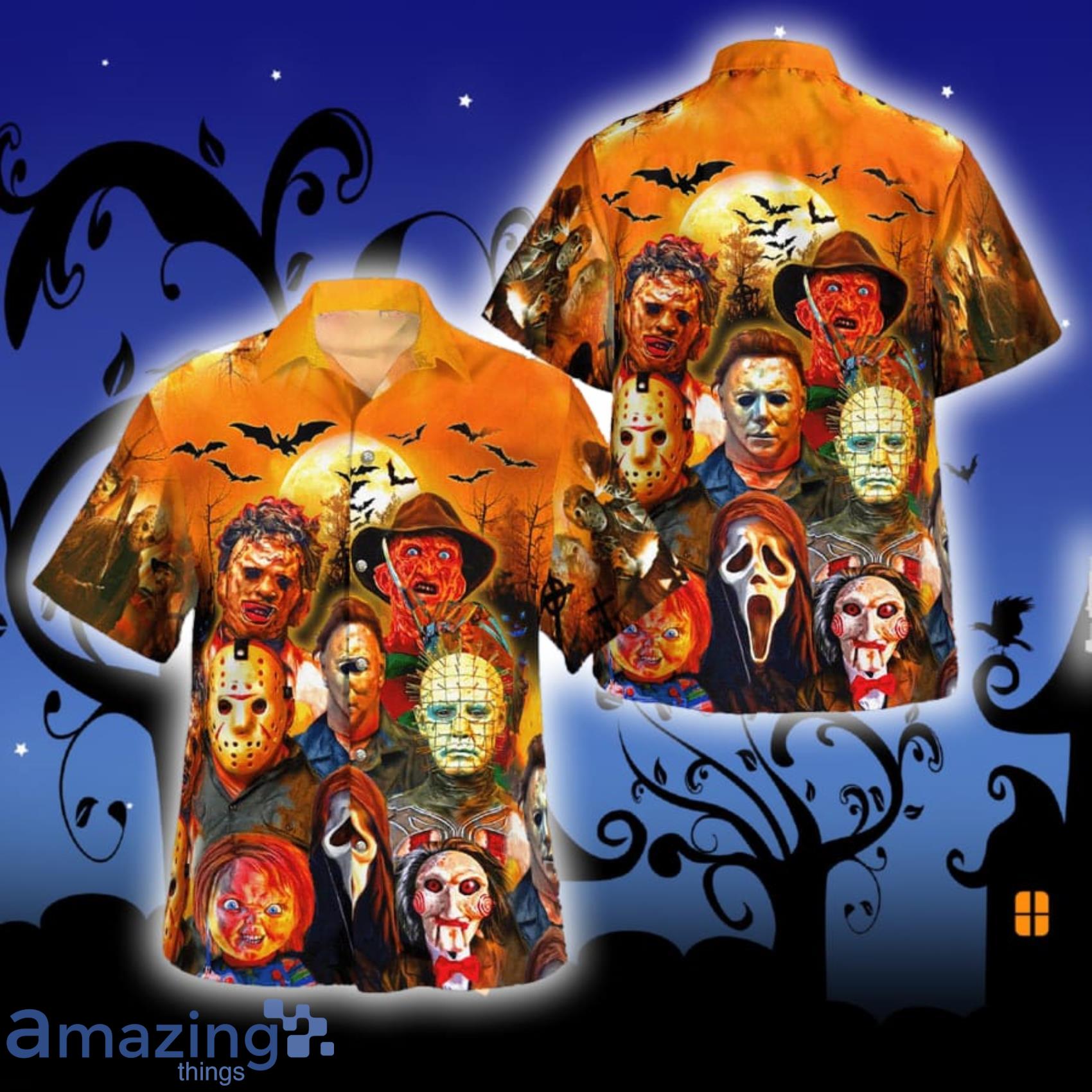 Halloween Party Horror Movie Moon Night Halloween Short Sleeve Hawaiian Shirt Product Photo 1