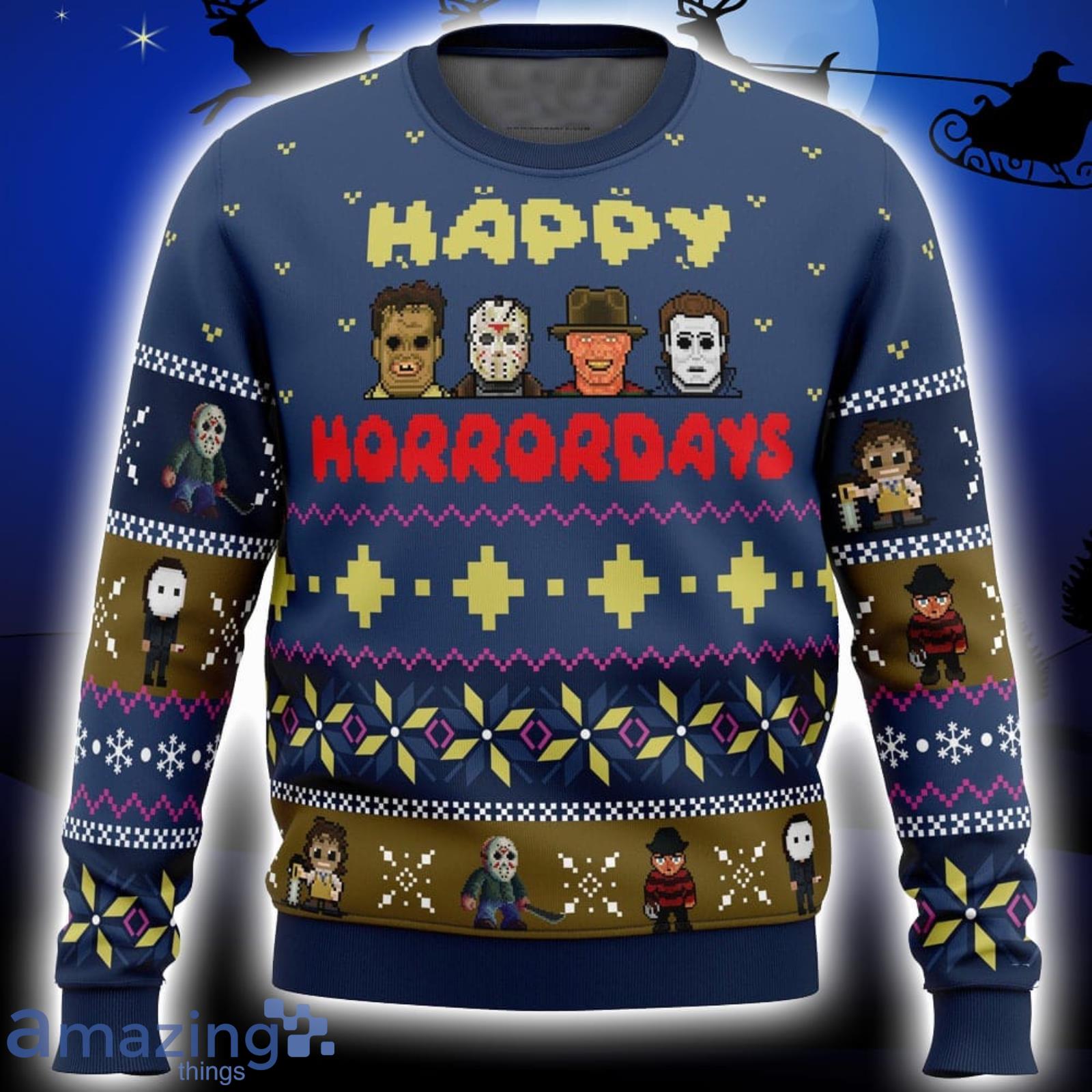 Happy Horrordays Halloween Xmas Ugly Christmas Sweater Christmas Gift For Men And Women Product Photo 1