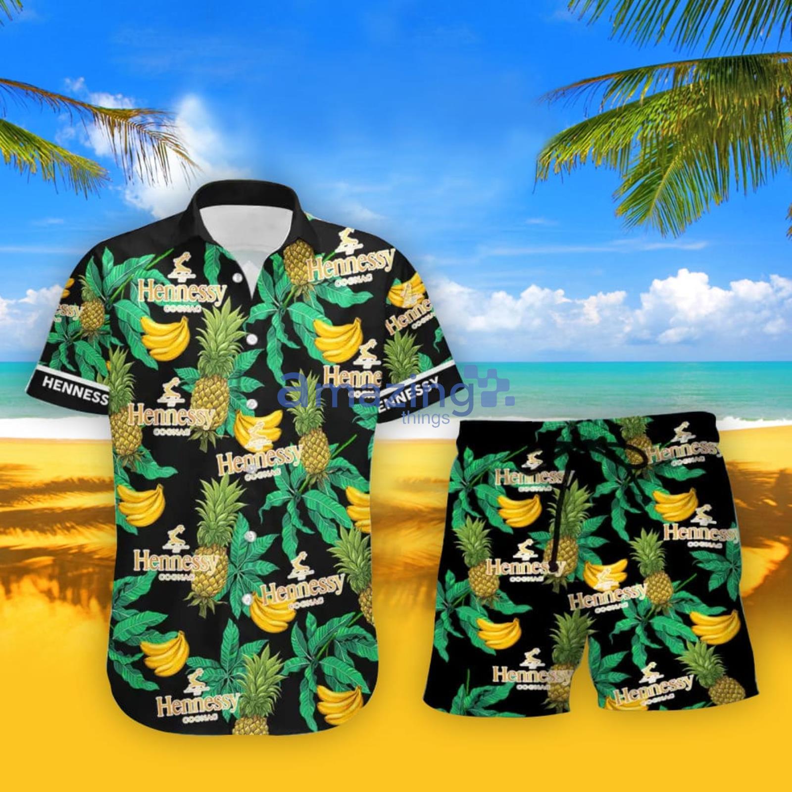 Hennessy Pineapple Banana Tropical Aloha Hawaiian Shirt And Shorts Summer Gift Product Photo 1