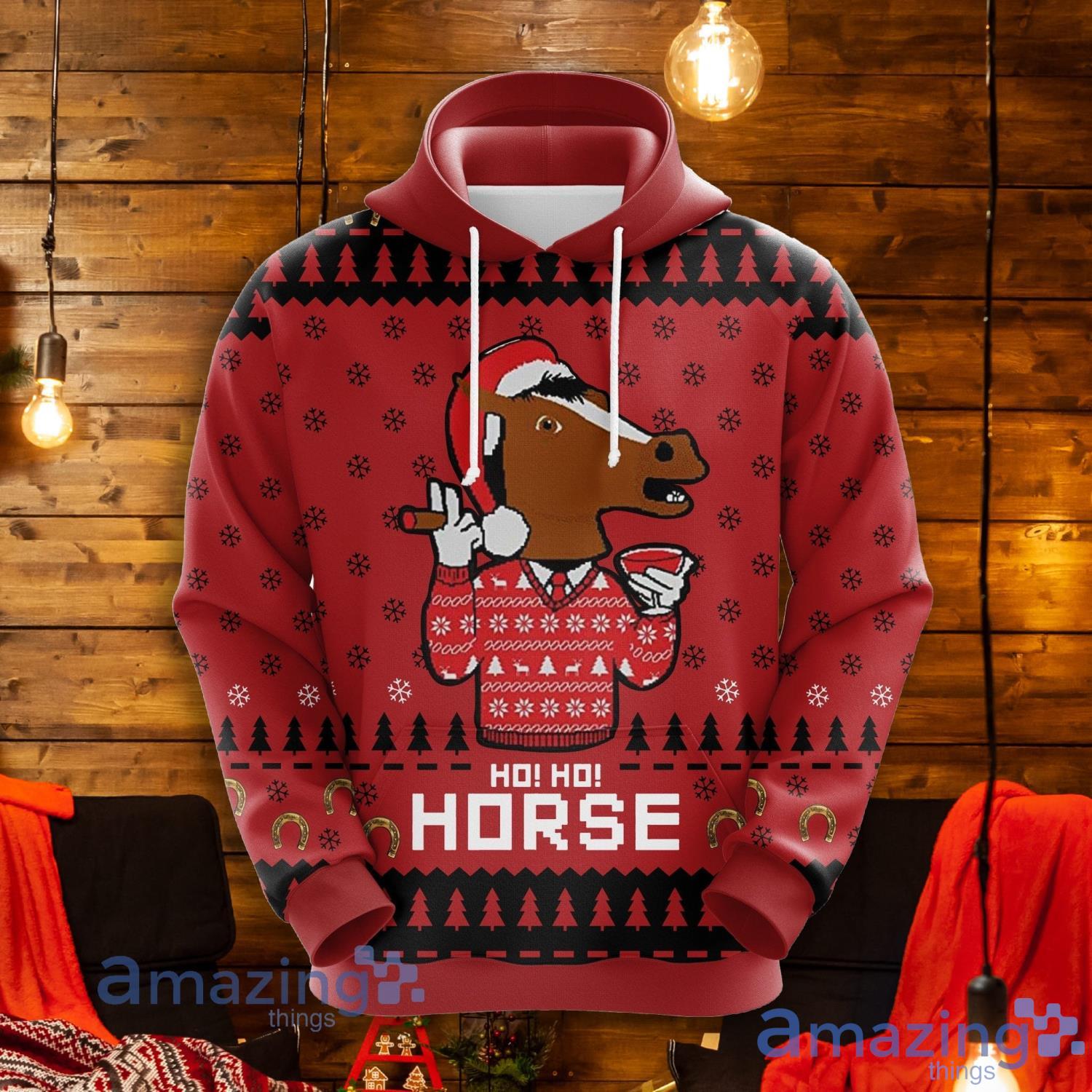 Ho Ho Horse Christmas Cute Noel Mc 3D Hoodie Men And Women Christmas Gift