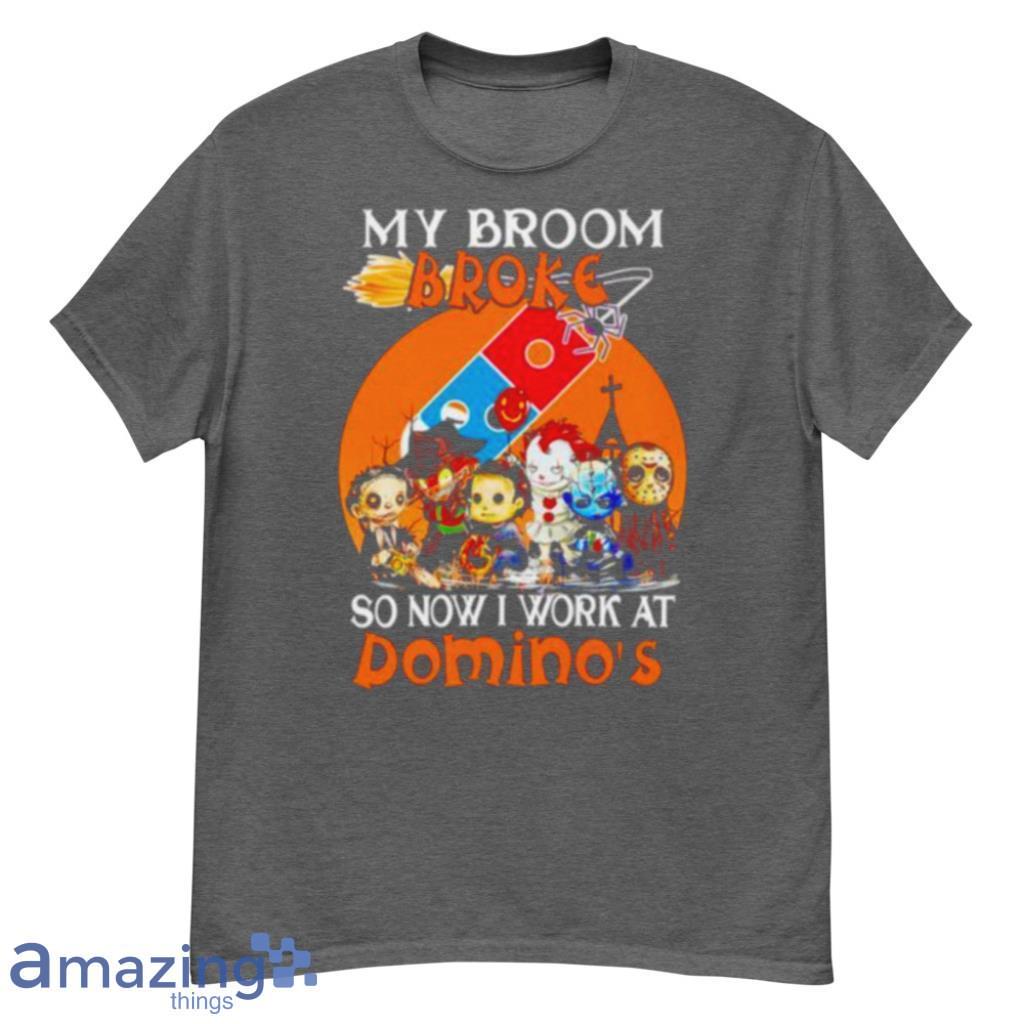 Horror Halloween Chibi My Broom Broke So Now I Work At Dominos Shirt Product Photo 1