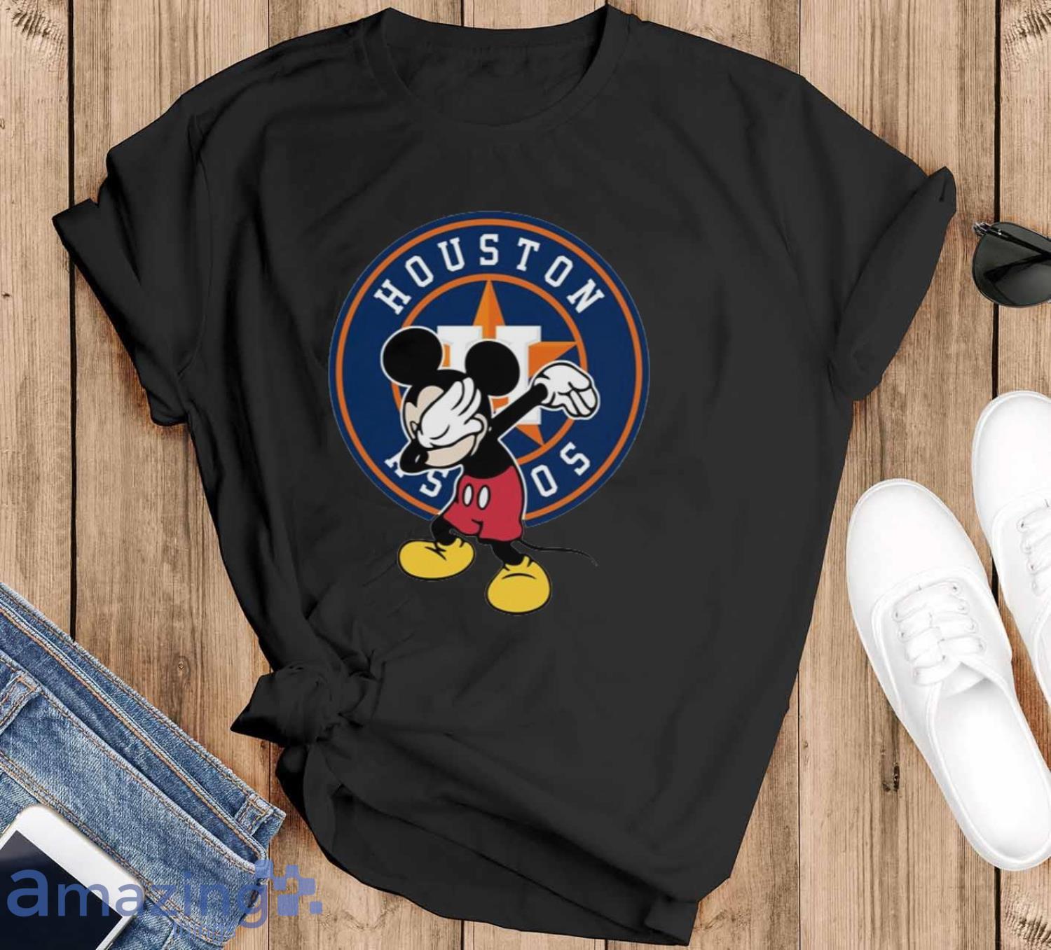 Houston Astros MLB Baseball Dabbing Mickey Disney Sports T Shirt For Men And Women - Black T-Shirt
