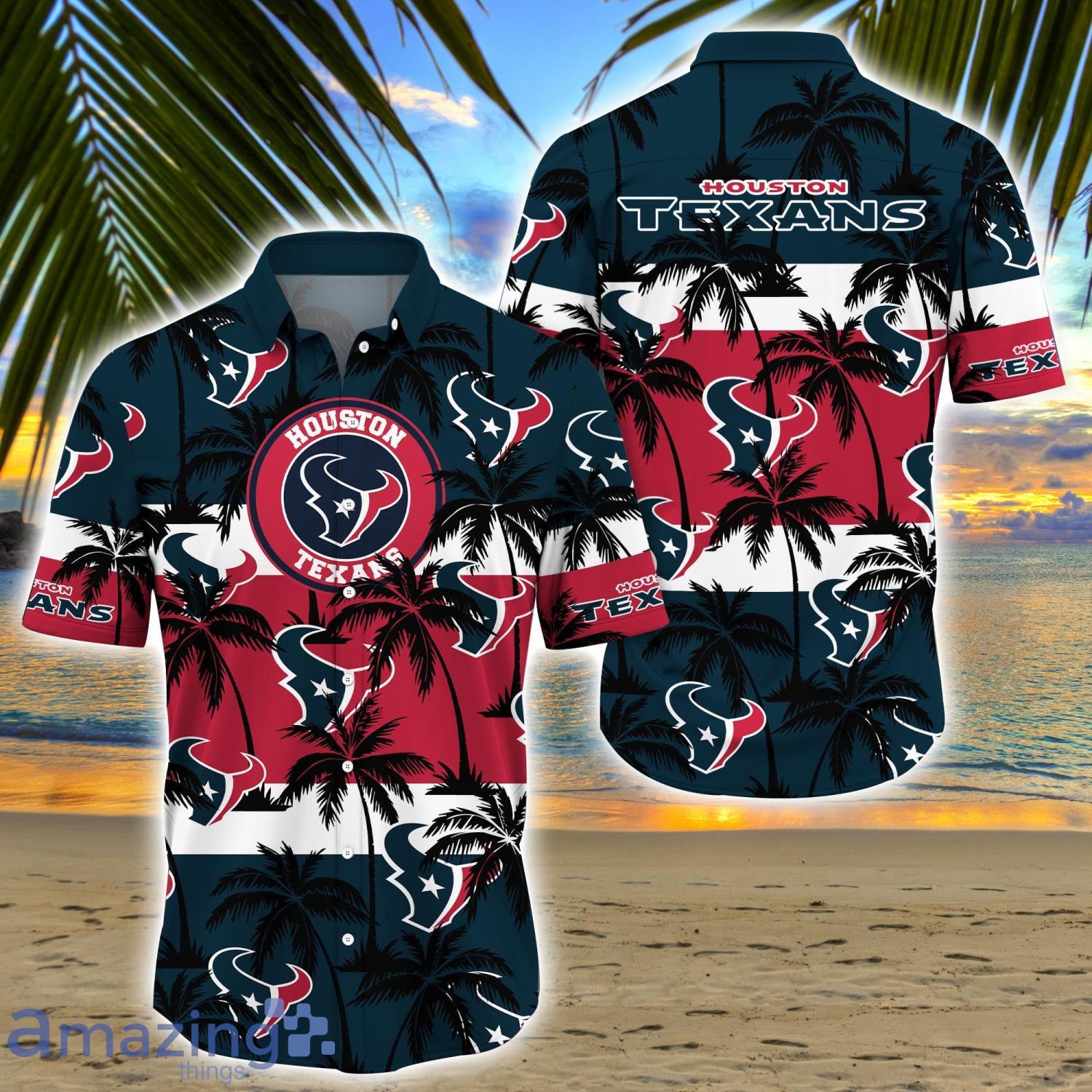 Houston Texans All Over Print Logo And Coconut Trending Summer Gift Aloha Hawaiian Shirt Product Photo 1