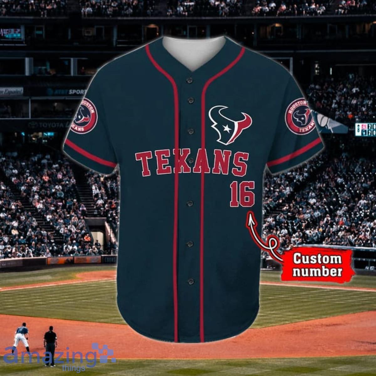 Houston Texans Custom Name And Number Baseball Jersey NFL Shirt