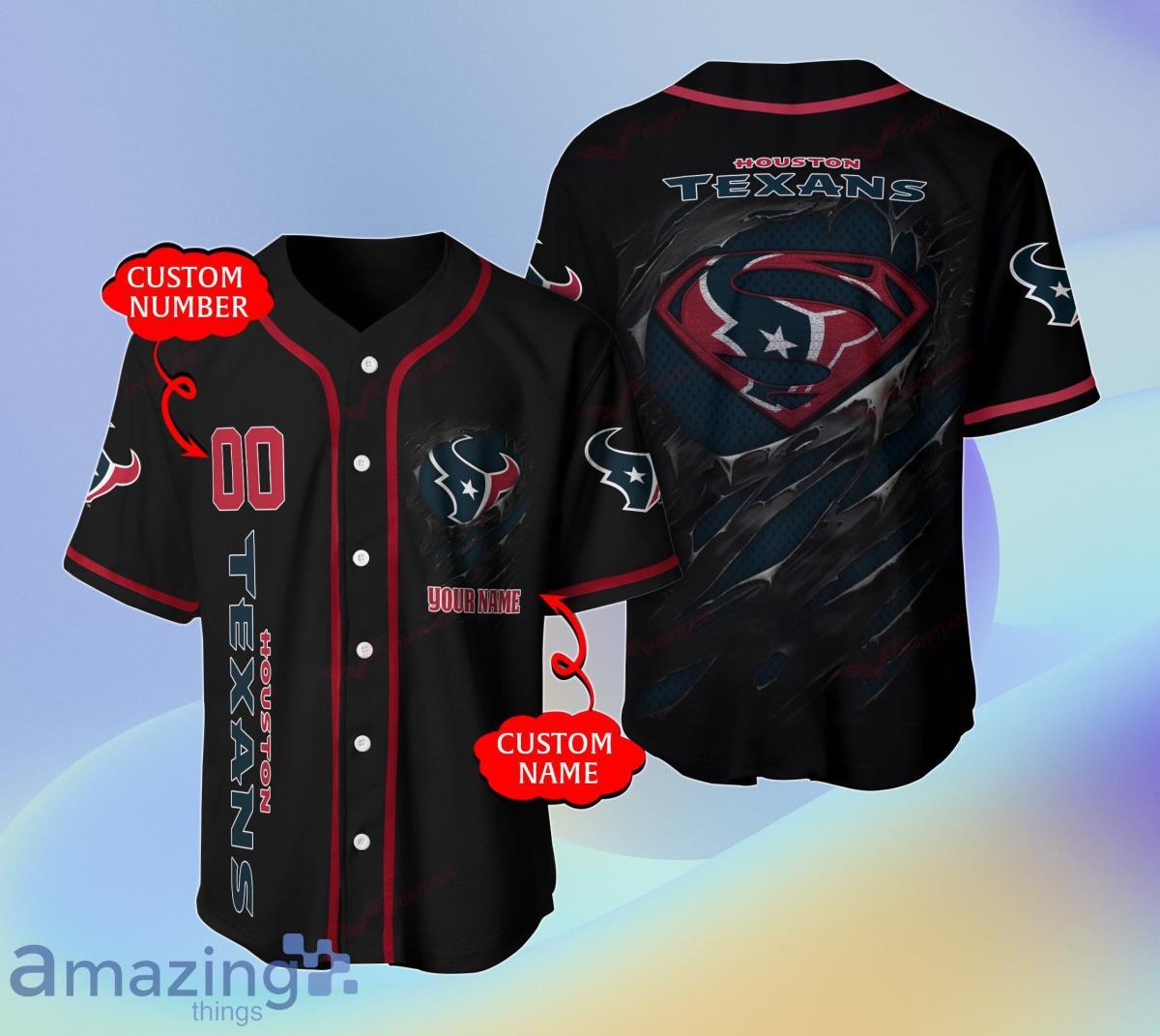 Houston Texans NFL Custom Name Baseball Jersey Shirt Gift For Men