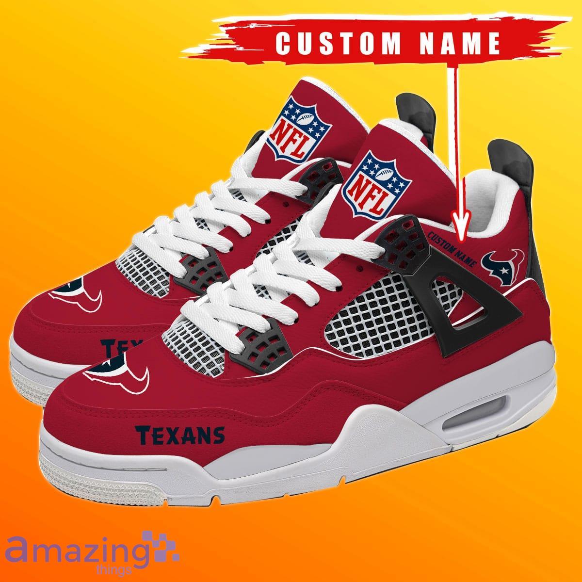 Houston Texans Personalized Name NFL Air Jordan 4 Trending Sneaker Unique Gift For Fans Men Women Product Photo 1