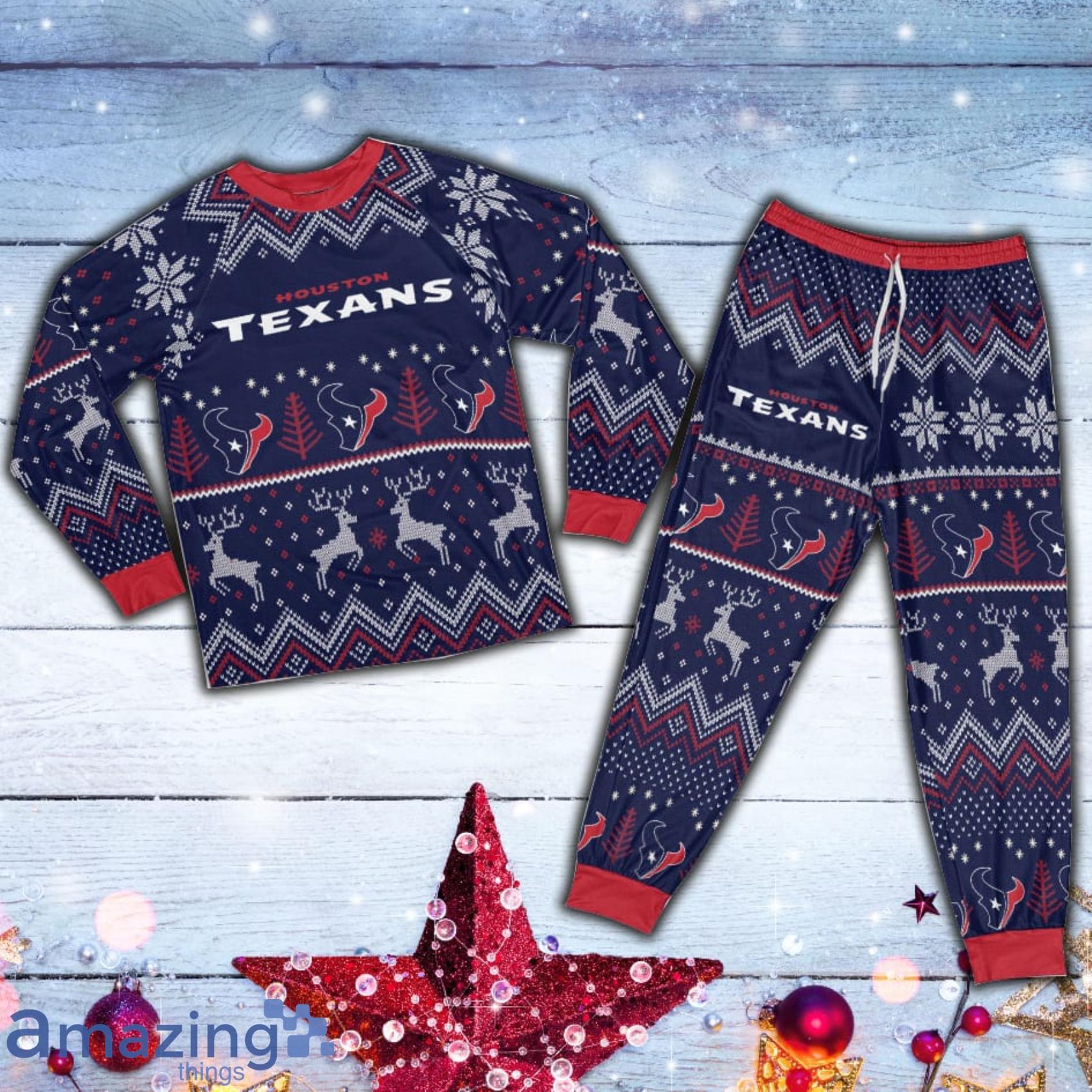 Houston Texans Ugly Christmas Raglan Pajamas Sets Matching Set For Family