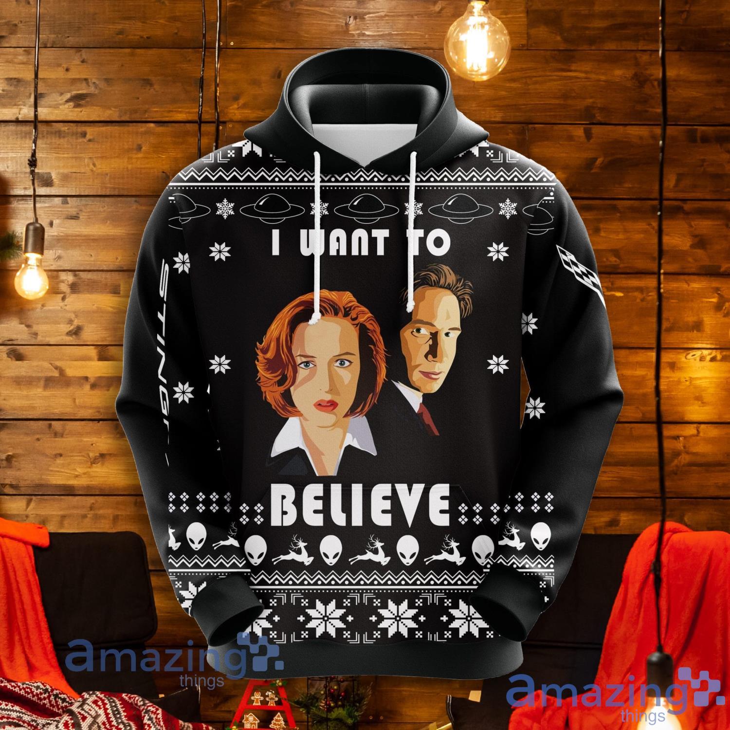 I Want To Believe Christmas Cute Noel Mc Black 3D Hoodie Men And Women Christmas Gift Product Photo 1