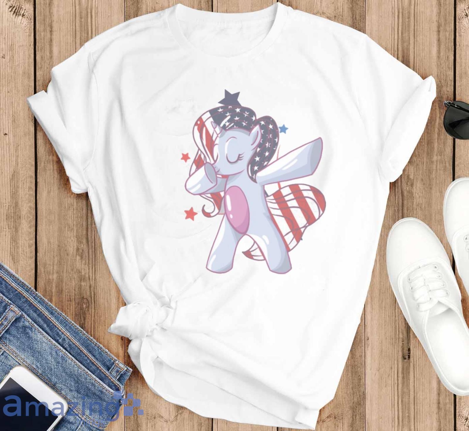 Independence Day Dabbing Unicorn 4th of July Girls American Flag Shirt