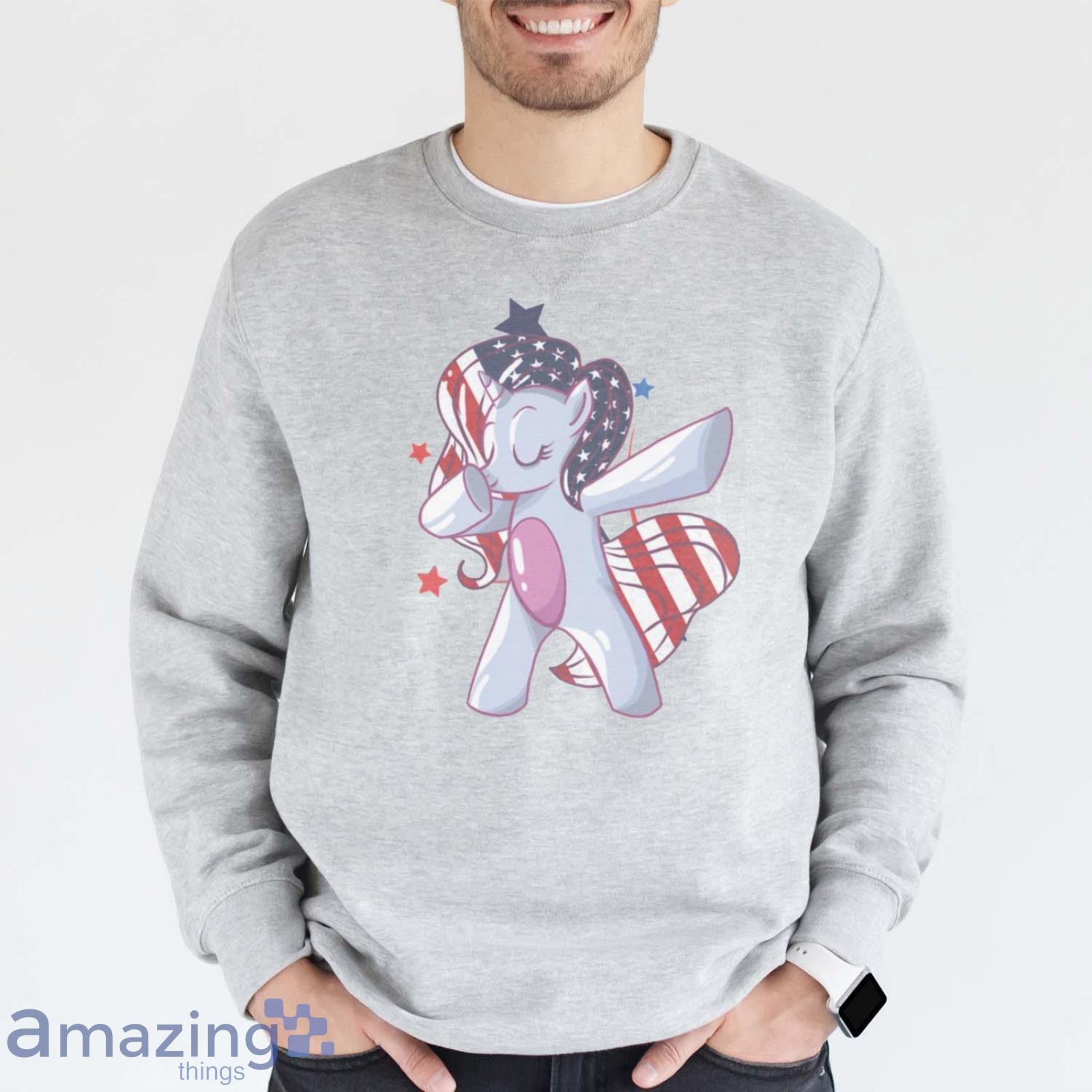 Independence Day Dabbing Unicorn 4th of July Girls American Flag Shirt - Grey Sweatshirt
