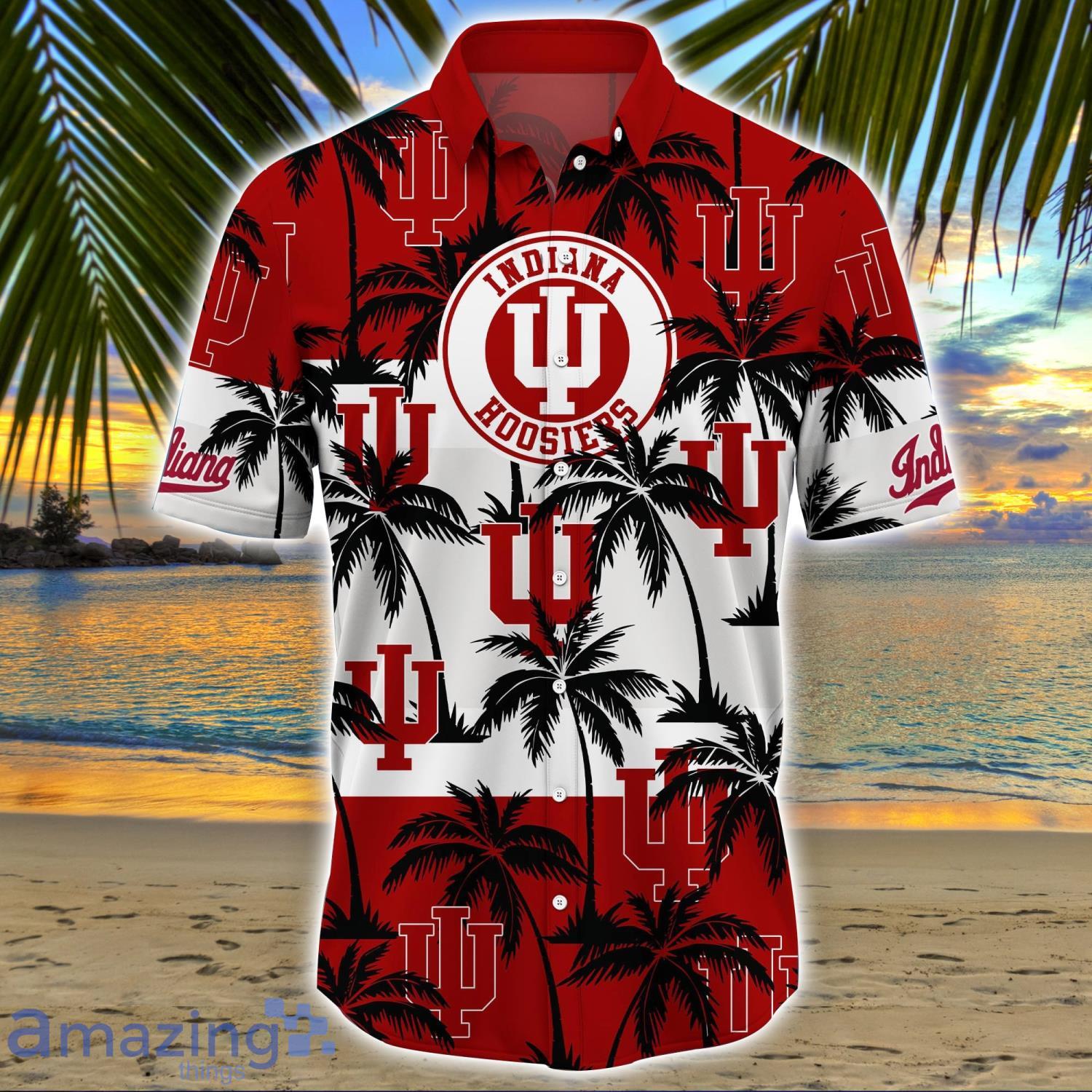 Indiana Hoosiers All Over Print Logo And Coconut Trending Summer Gift Aloha Hawaiian Shirt image Indiana Hoosiers All Over Print Logo And Coconut Trending Summer Gift Aloha Hawaiian Shirt Product Photo 2