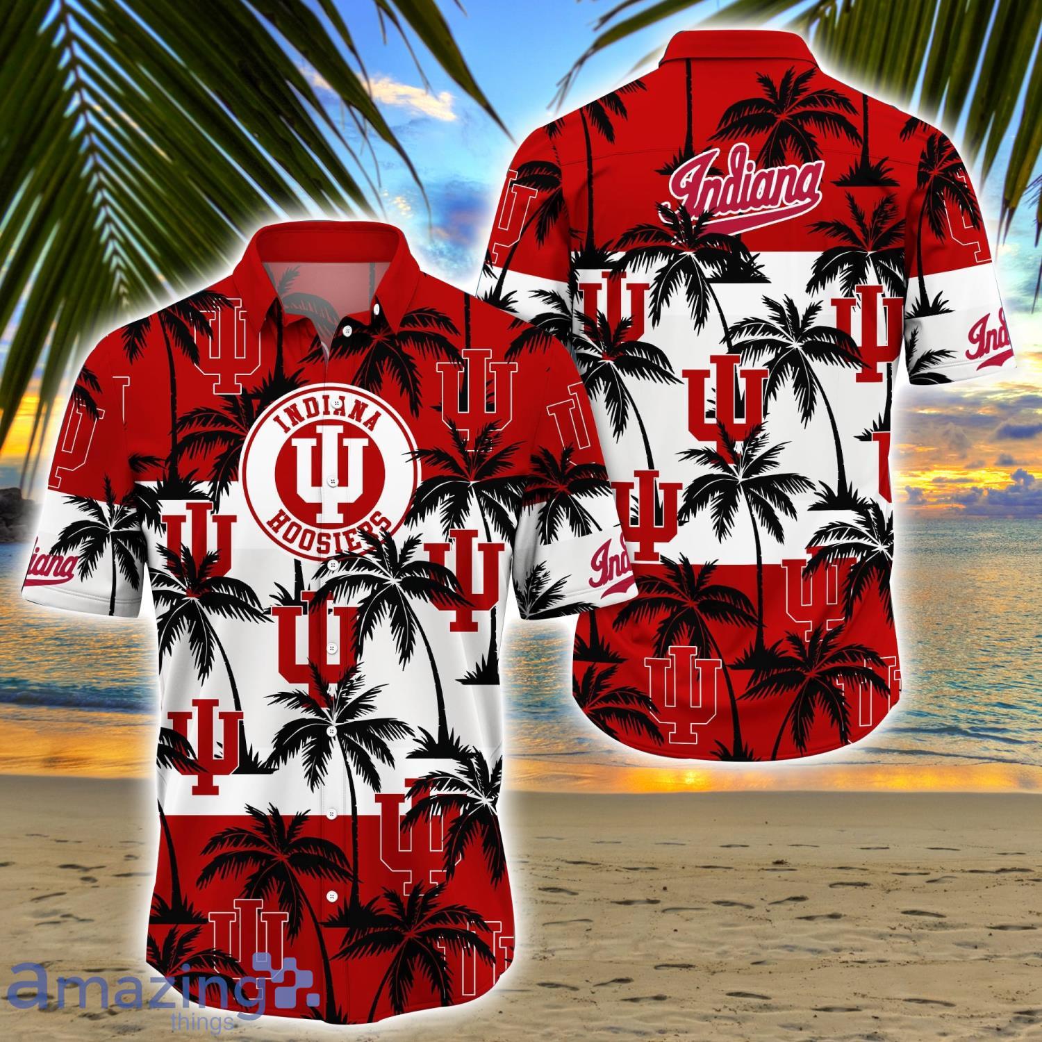 Indiana Hoosiers All Over Print Logo And Coconut Trending Summer Gift Aloha Hawaiian Shirt Product Photo 1
