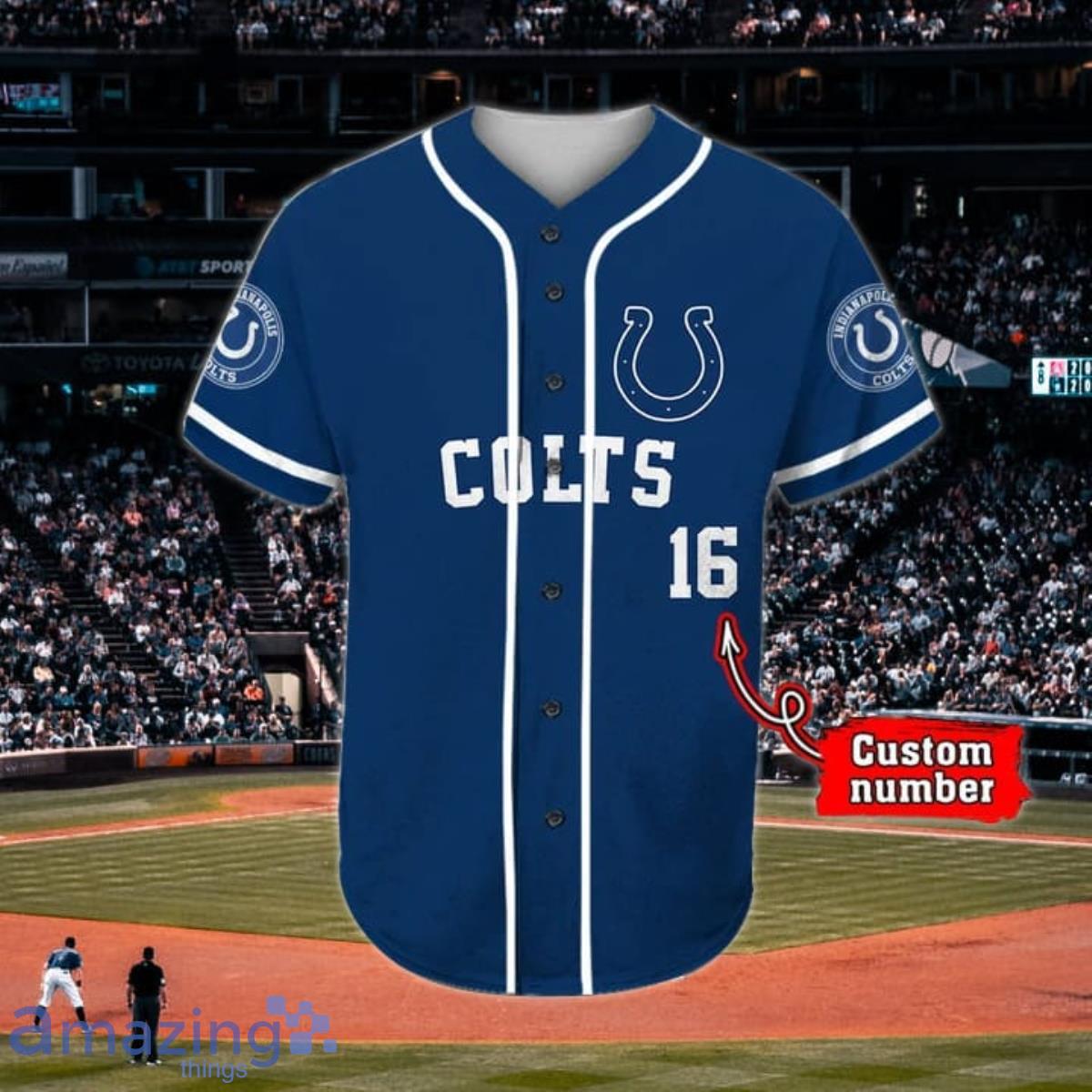 NFL Indianapolis Colts Custom Name And Number Baseball Jersey