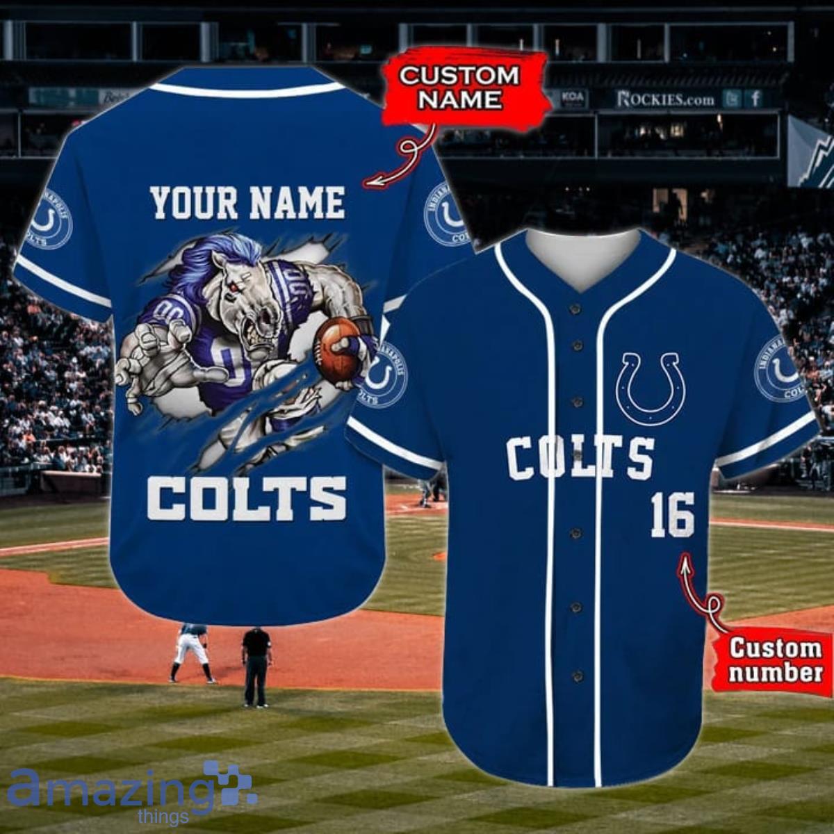 Indianapolis Colts Custom Name And Number Baseball Jersey NFL