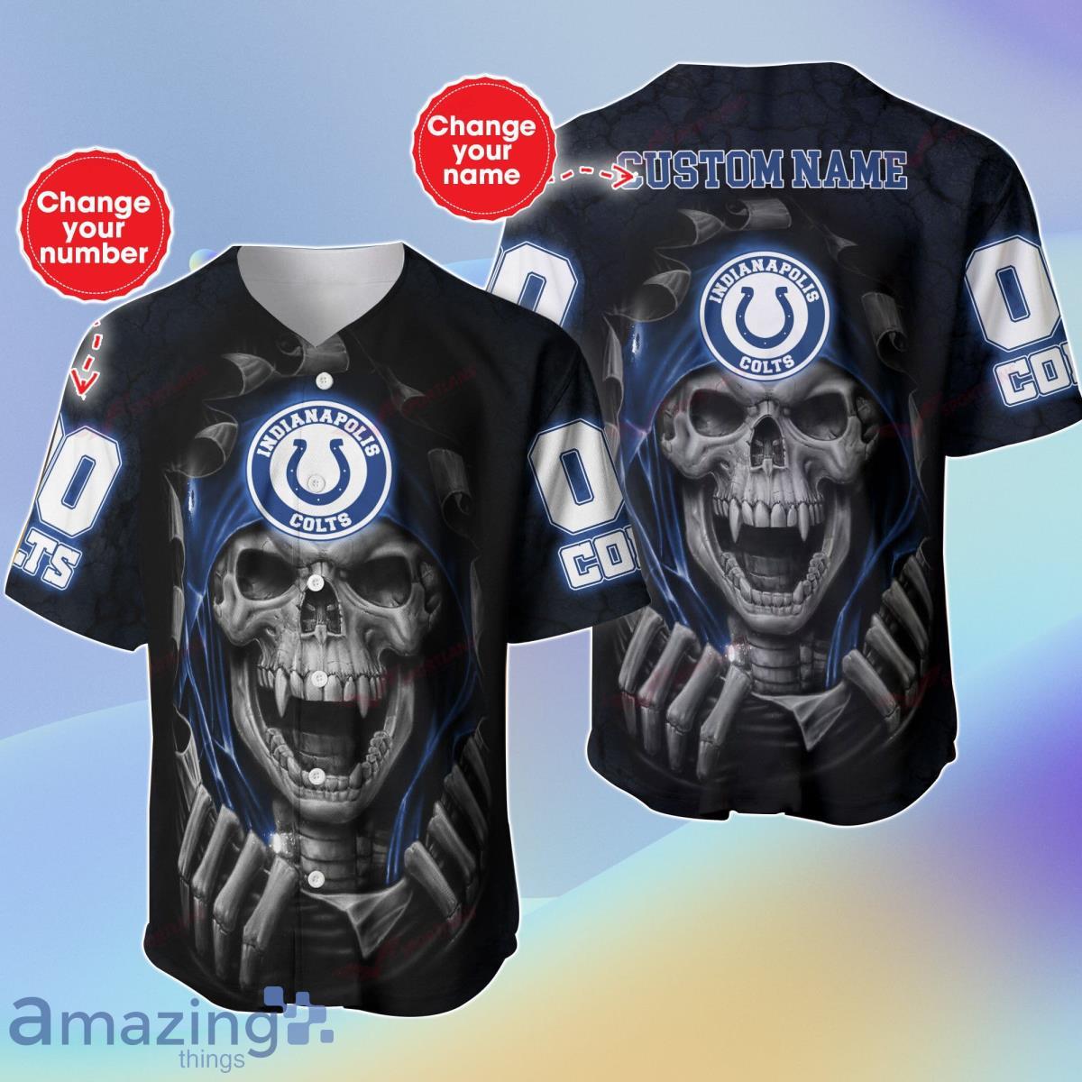 Indianapolis Colts-NFL BASEBALL JERSEY CUSTOM NAME AND NUMBER Impressive Gift For Men And Women FansImpressive Gift For Men And Women Fans Product Photo 1