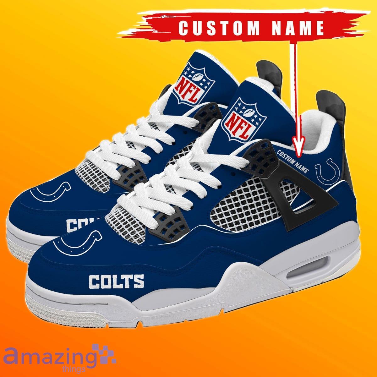 Indianapolis Colts Personalized Name NFL Air Jordan 4 Trending Sneaker Style Gift For Fans Men Women Product Photo 1