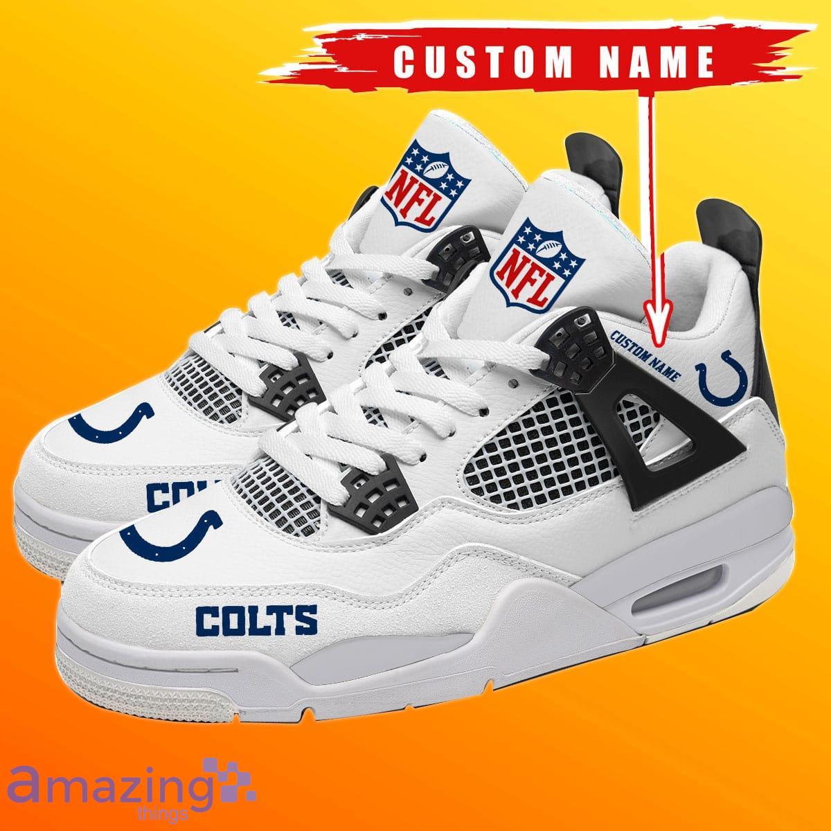Indianapolis Colts Personalized Name NFL Air Jordan 4 Trending Sneaker Unique Gift For Fans Men Women Product Photo 1