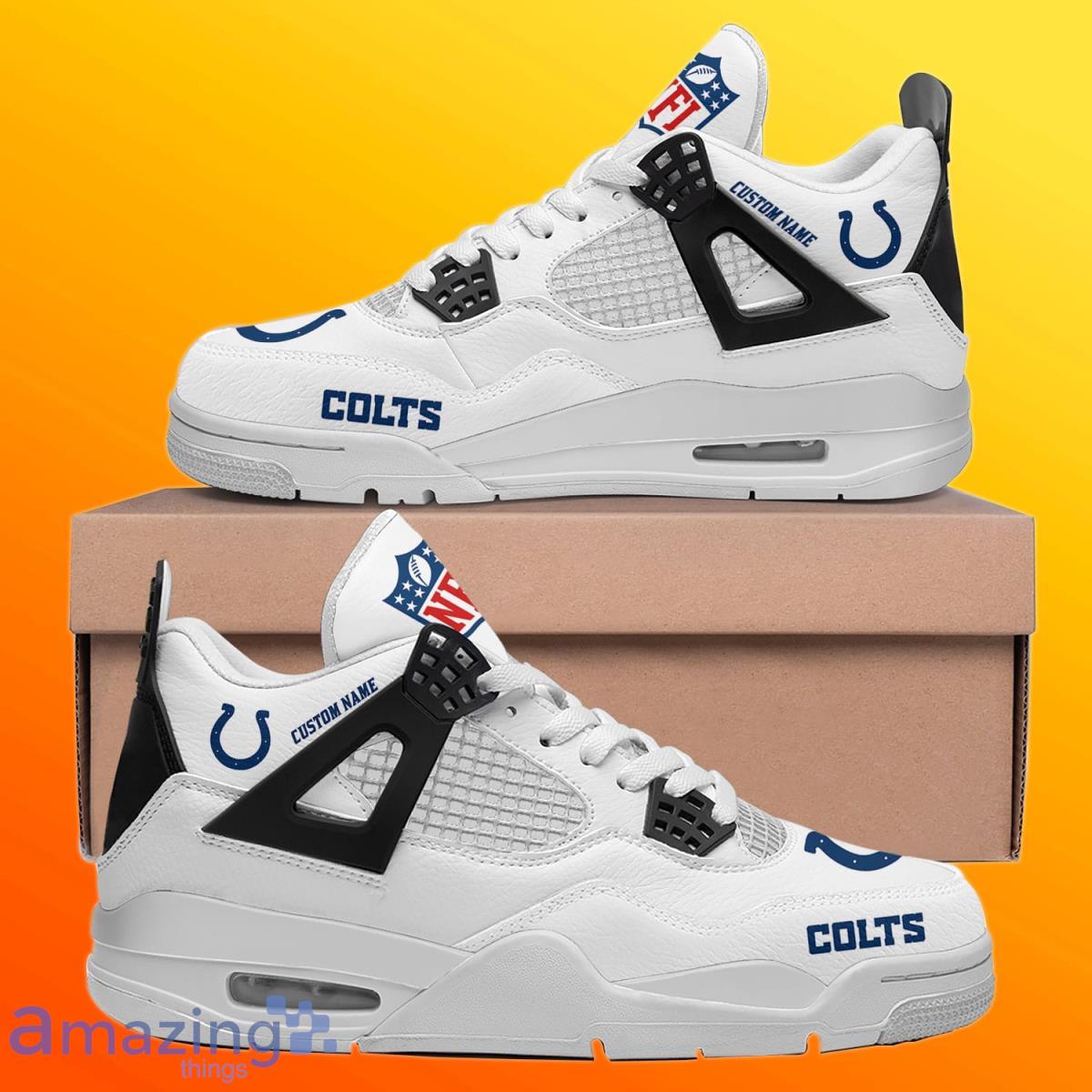 Indianapolis Colts Personalized Name NFL Air Jordan 4 Trending Sneaker Unique Gift For Fans Product Photo 1